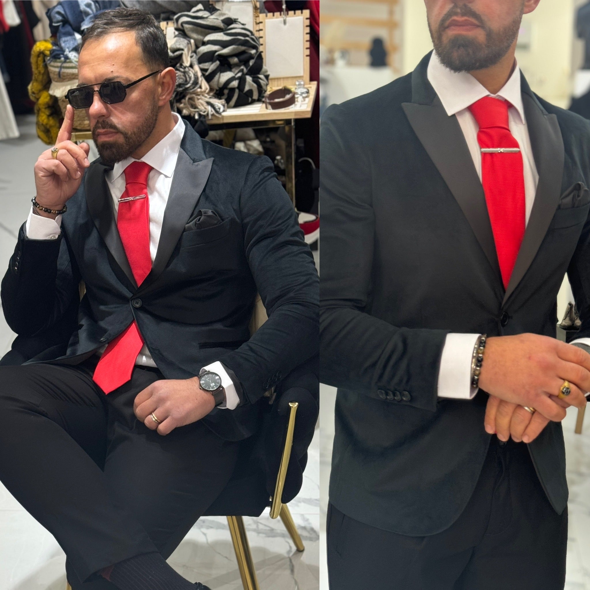 Abito giacca smoking in vellutino e pantalone Fiesta