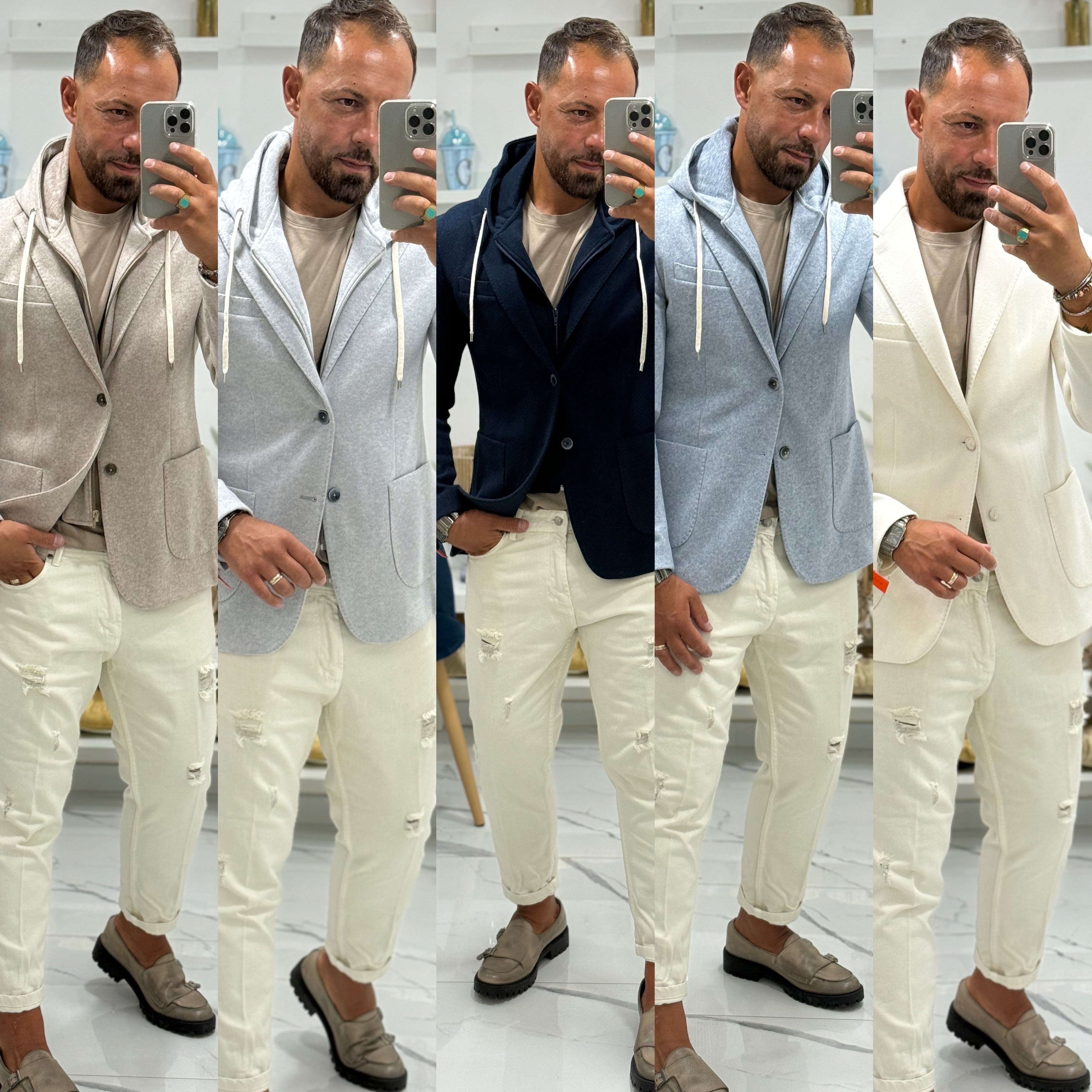 Giacca cappottino monopetto con cappuccio estraibile