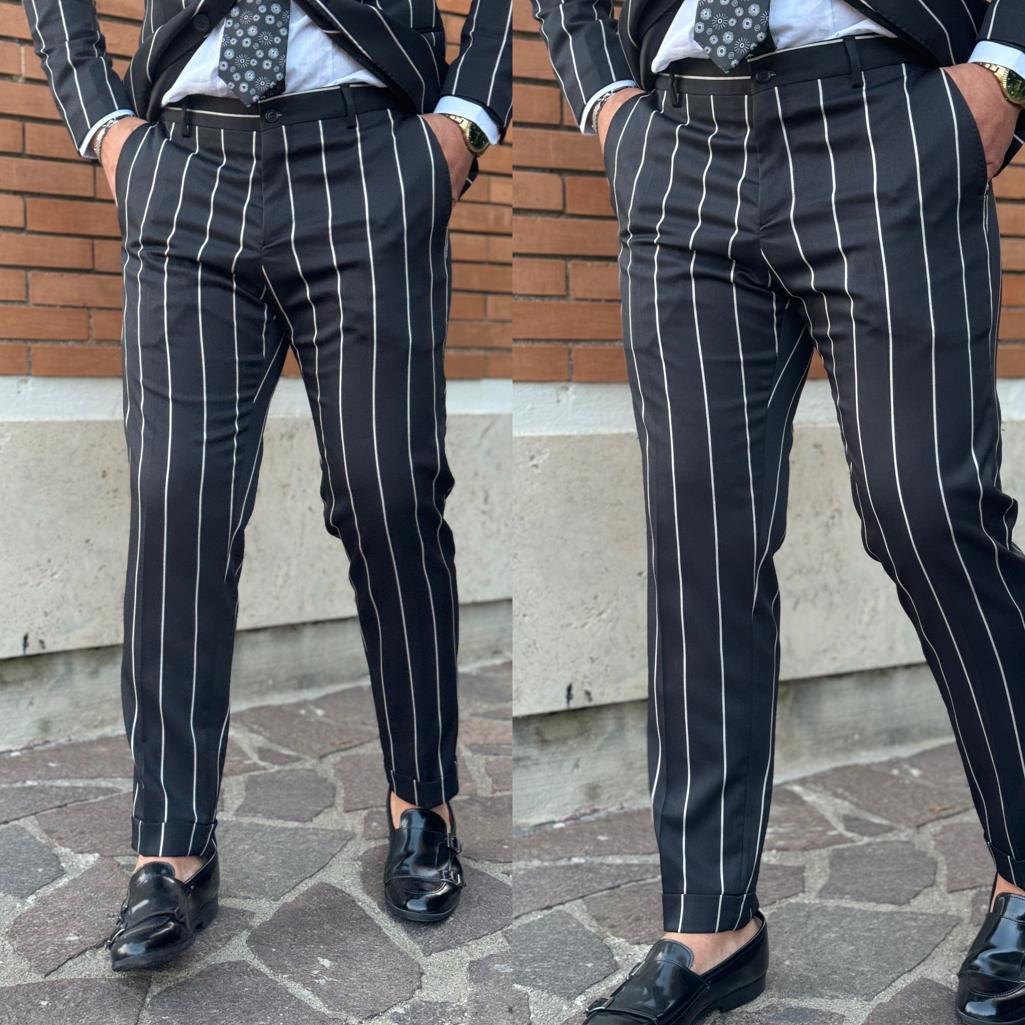 Abito gessato sartoriale Monopetto paris