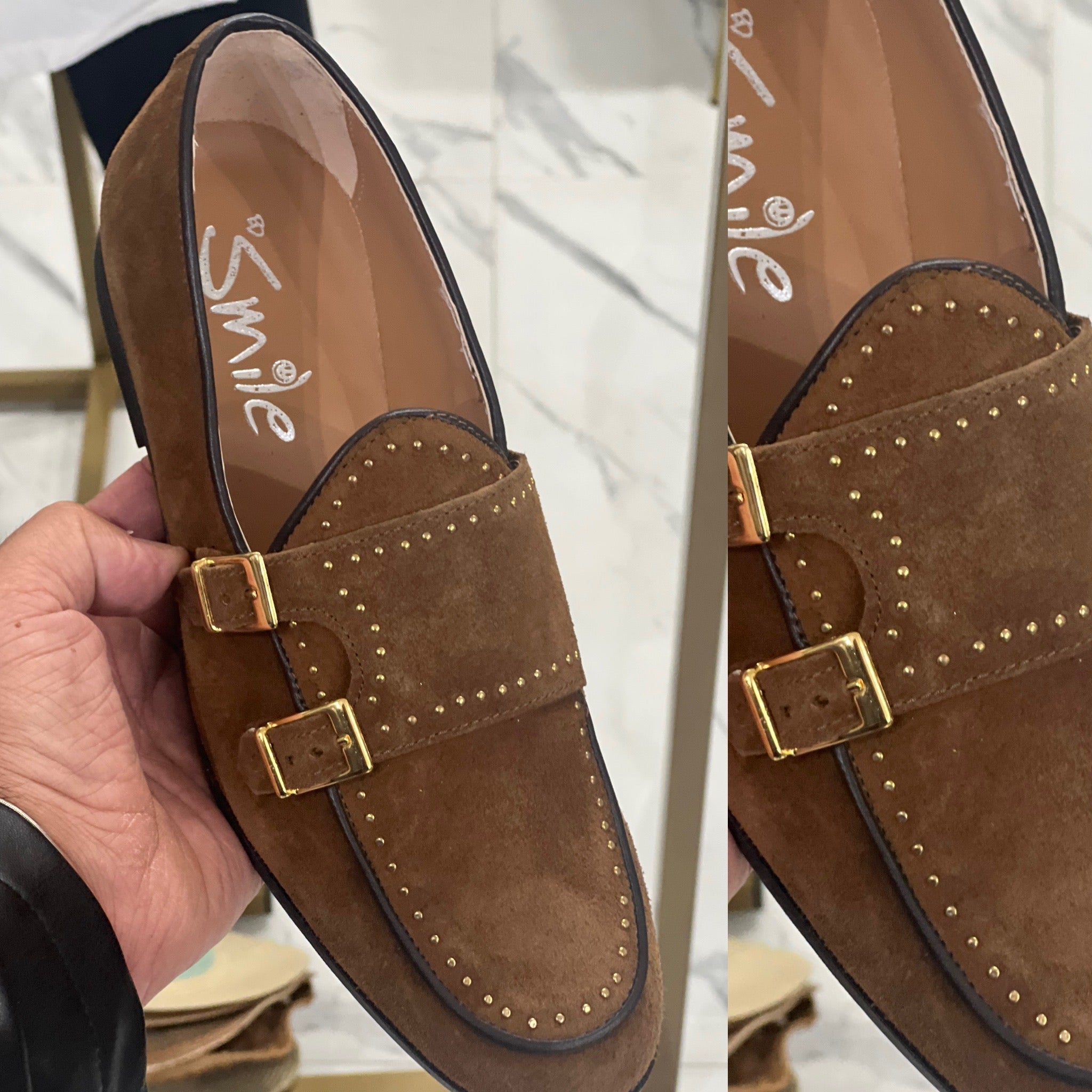 Mocassini slip on borchiate oro Firenze