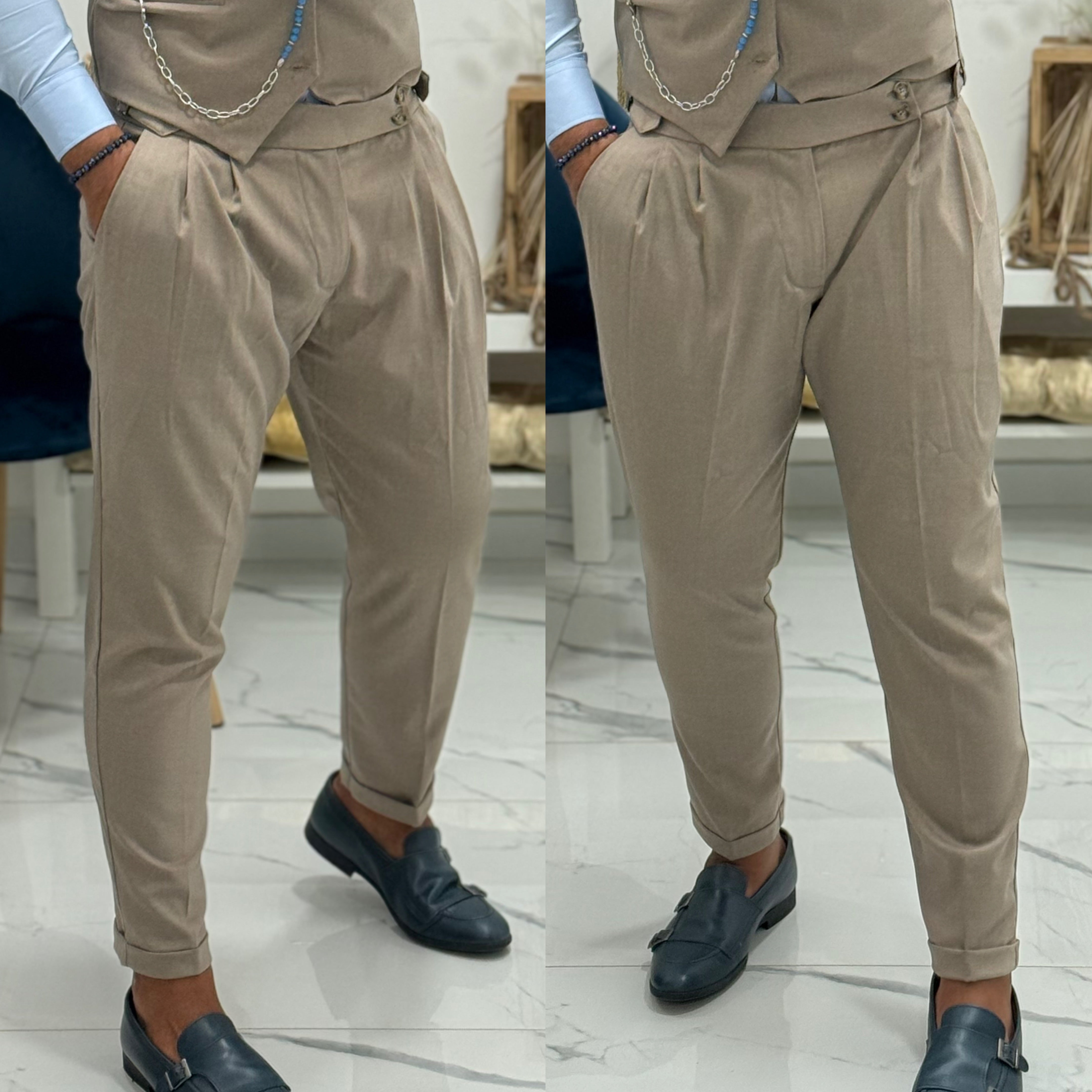 Coordinato gilet e pantalone vita alta pitti uomo