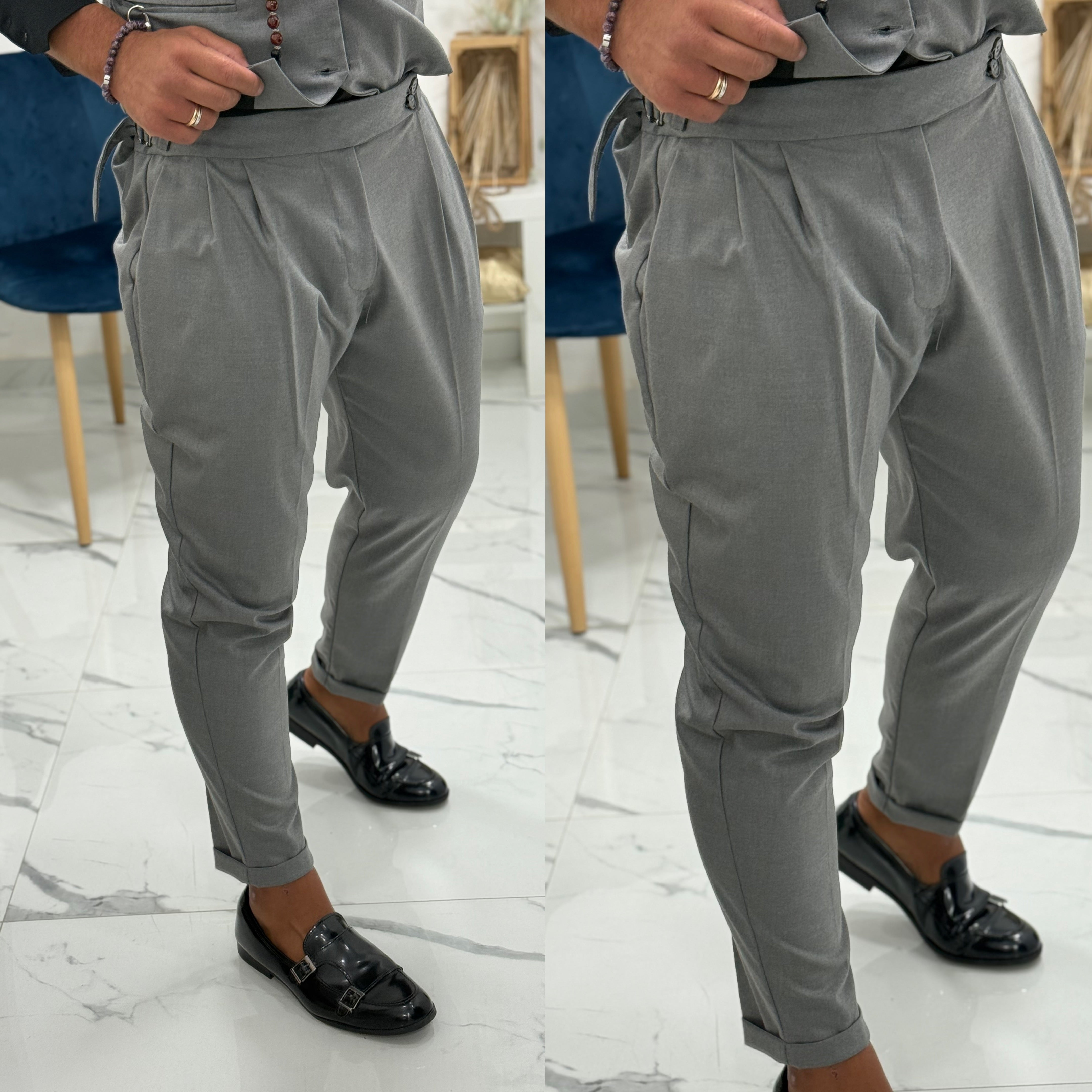Coordinato gilet e pantalone vita alta pitti uomo