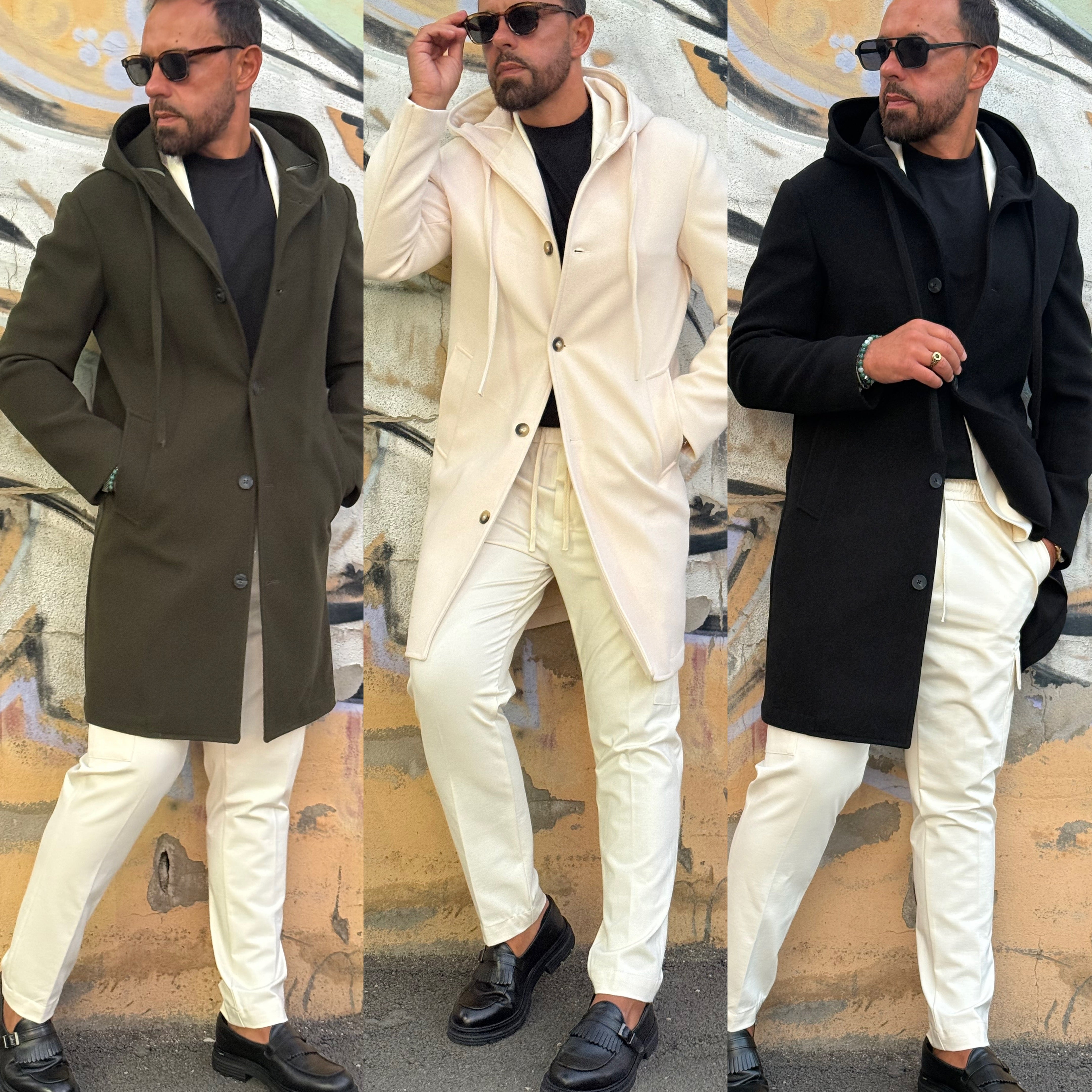 Cappotto con cappuccio monopetto Overd