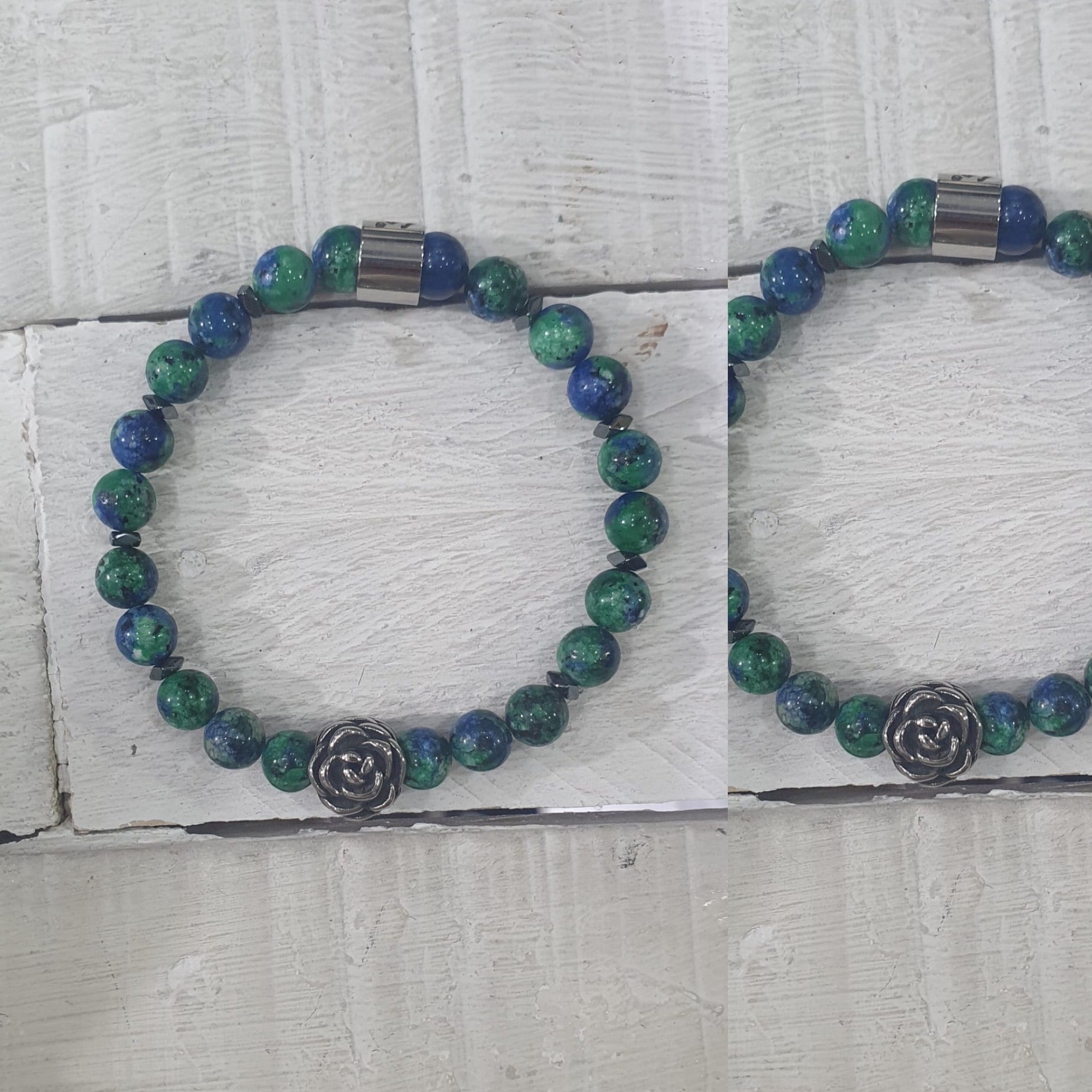 Bracciale perla pietra vera in acciaio Positano