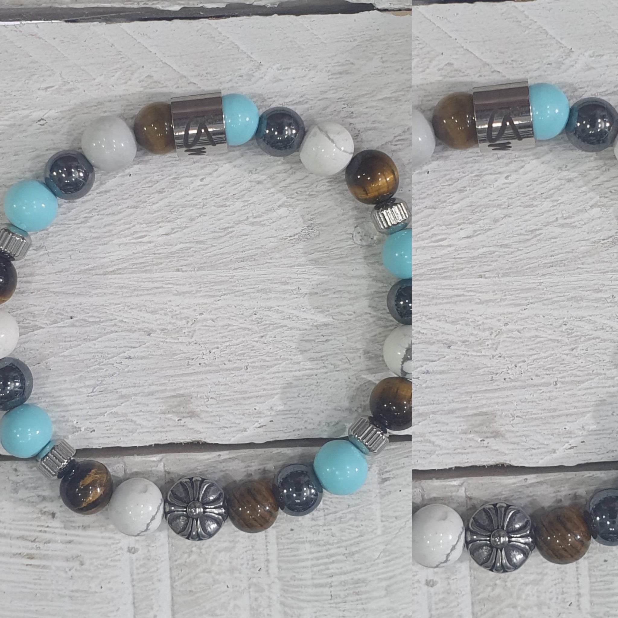 Bracciale perla pietra vera in acciaio Positano