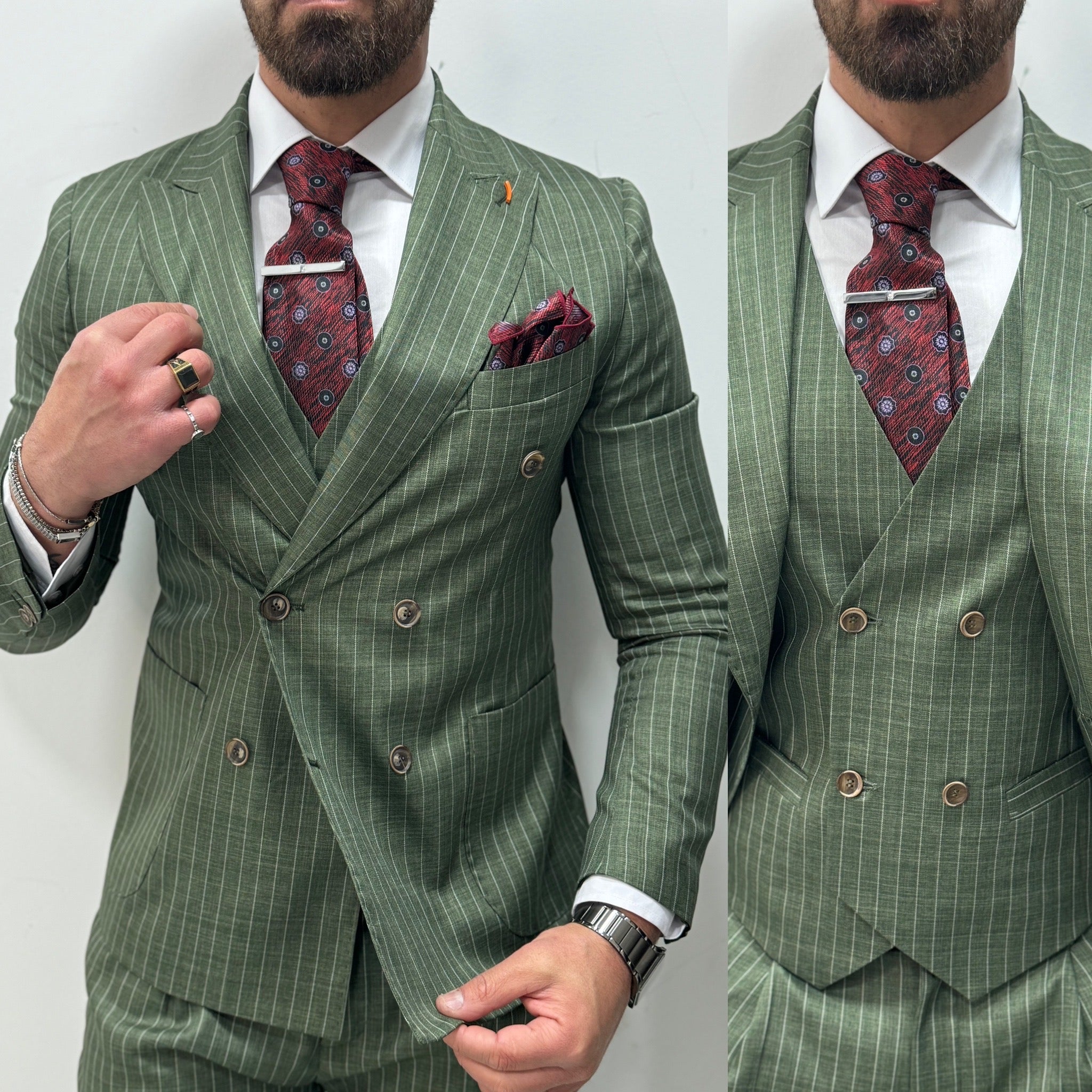 Giacca gessata doppiopetto sartoriale Overd