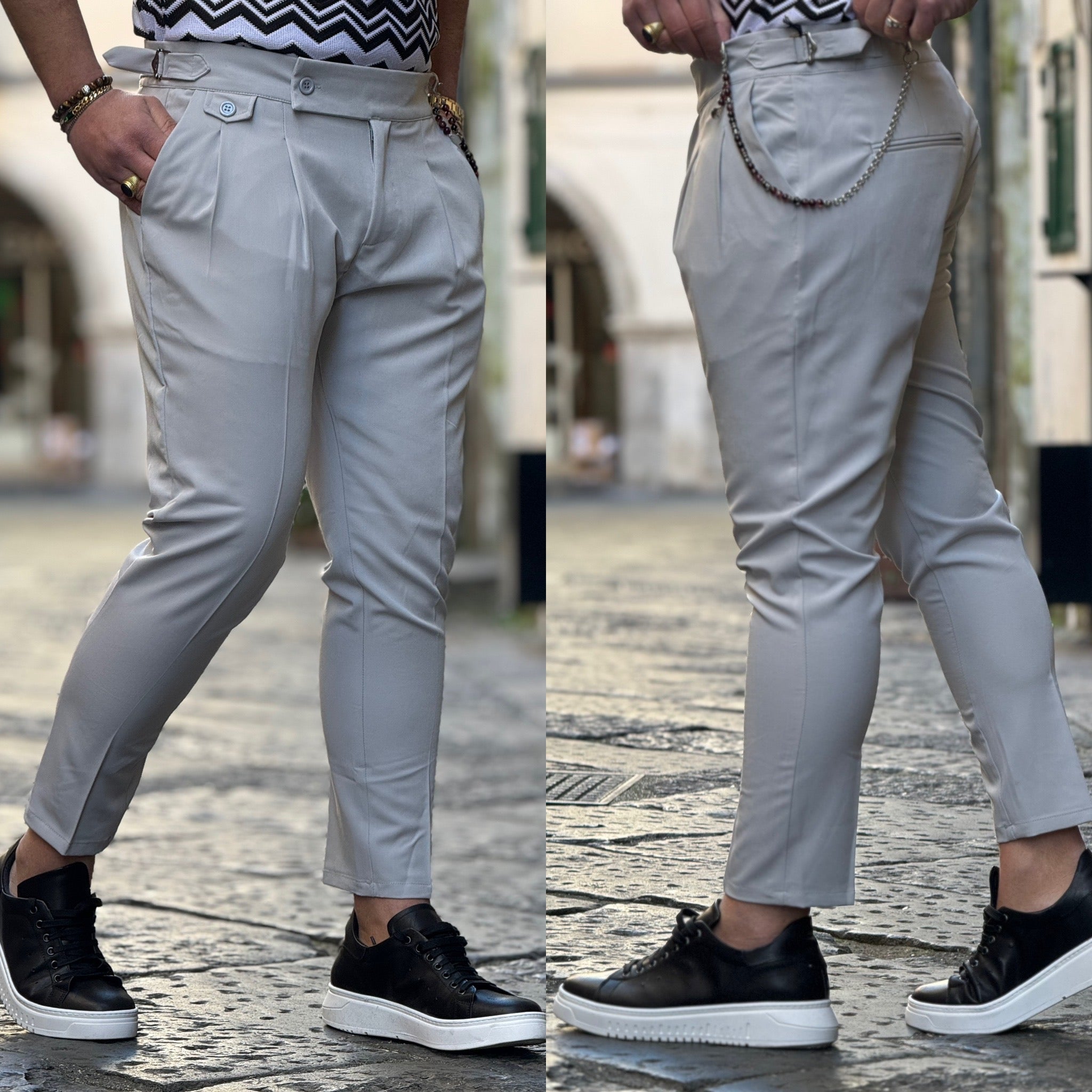 Pantalone vita alta fibia laterale prime