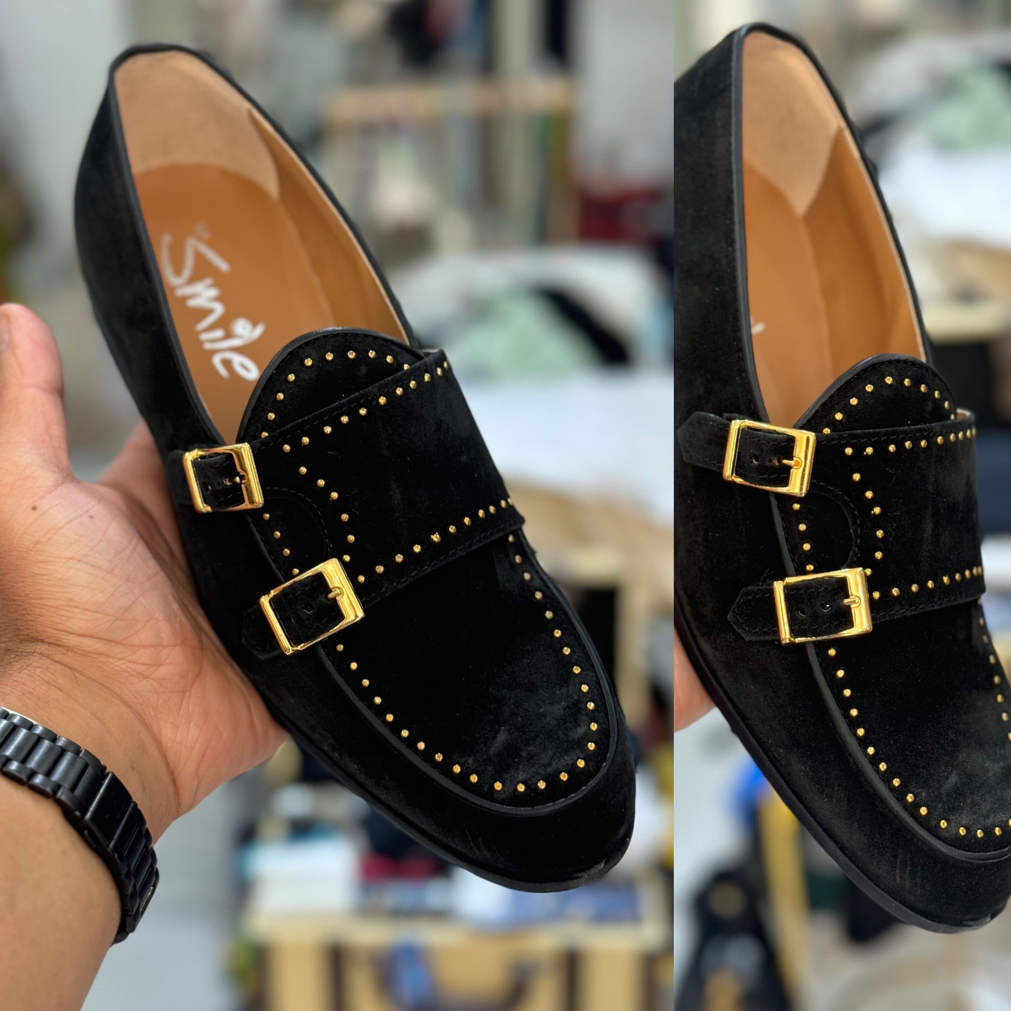 Mocassini slip on borchiate oro Firenze