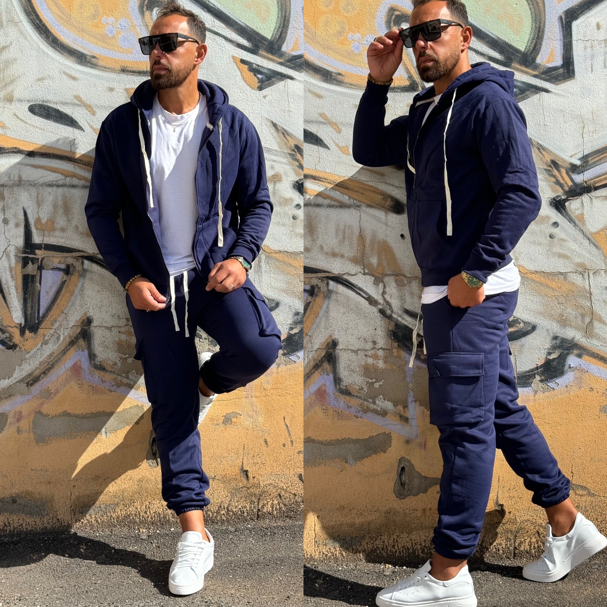 Tuta felpa zip e pantalone cargo Boys