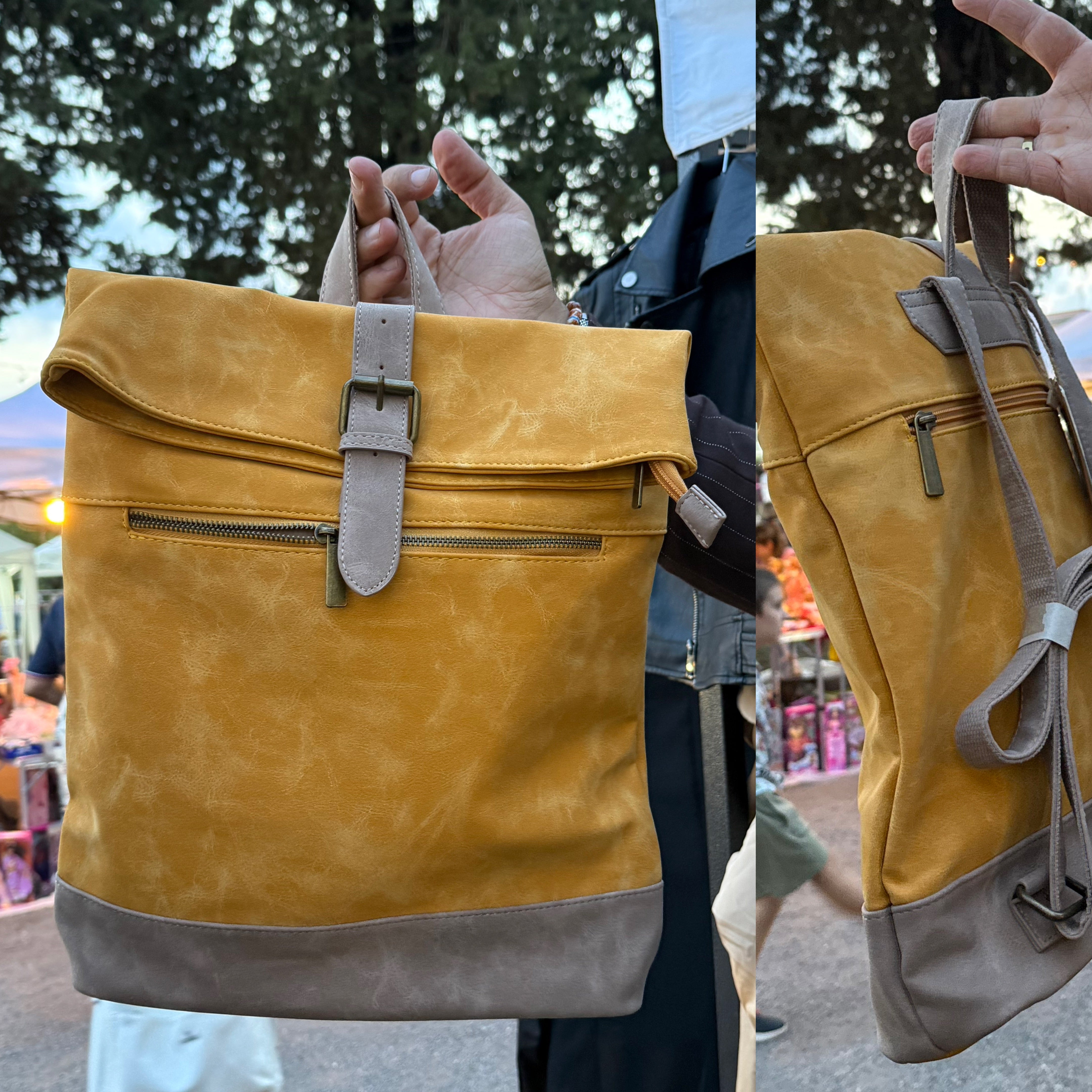 Zaino a sacca in pelle e camoscio Florence