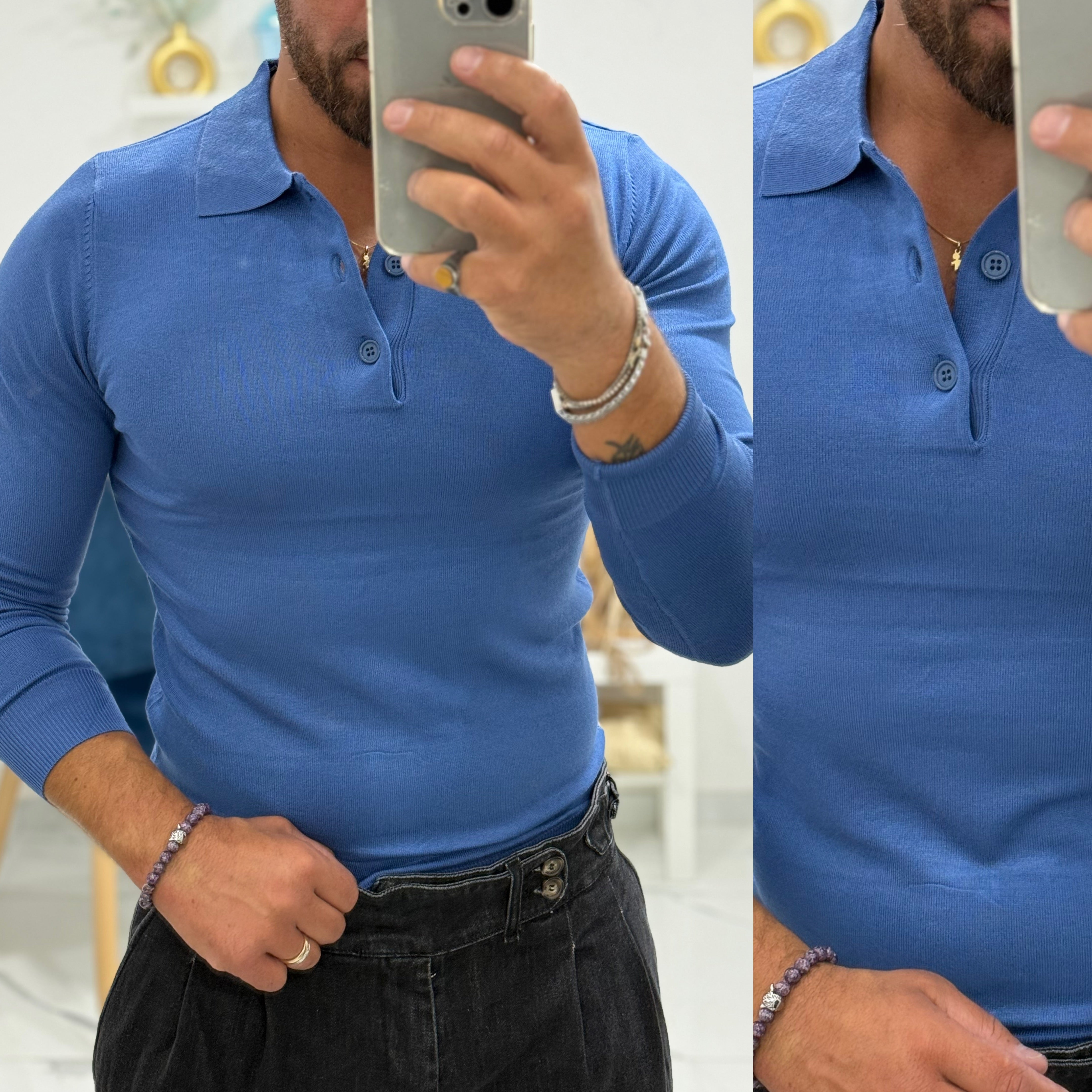 Polo manica lunga slim t-shirt Milan