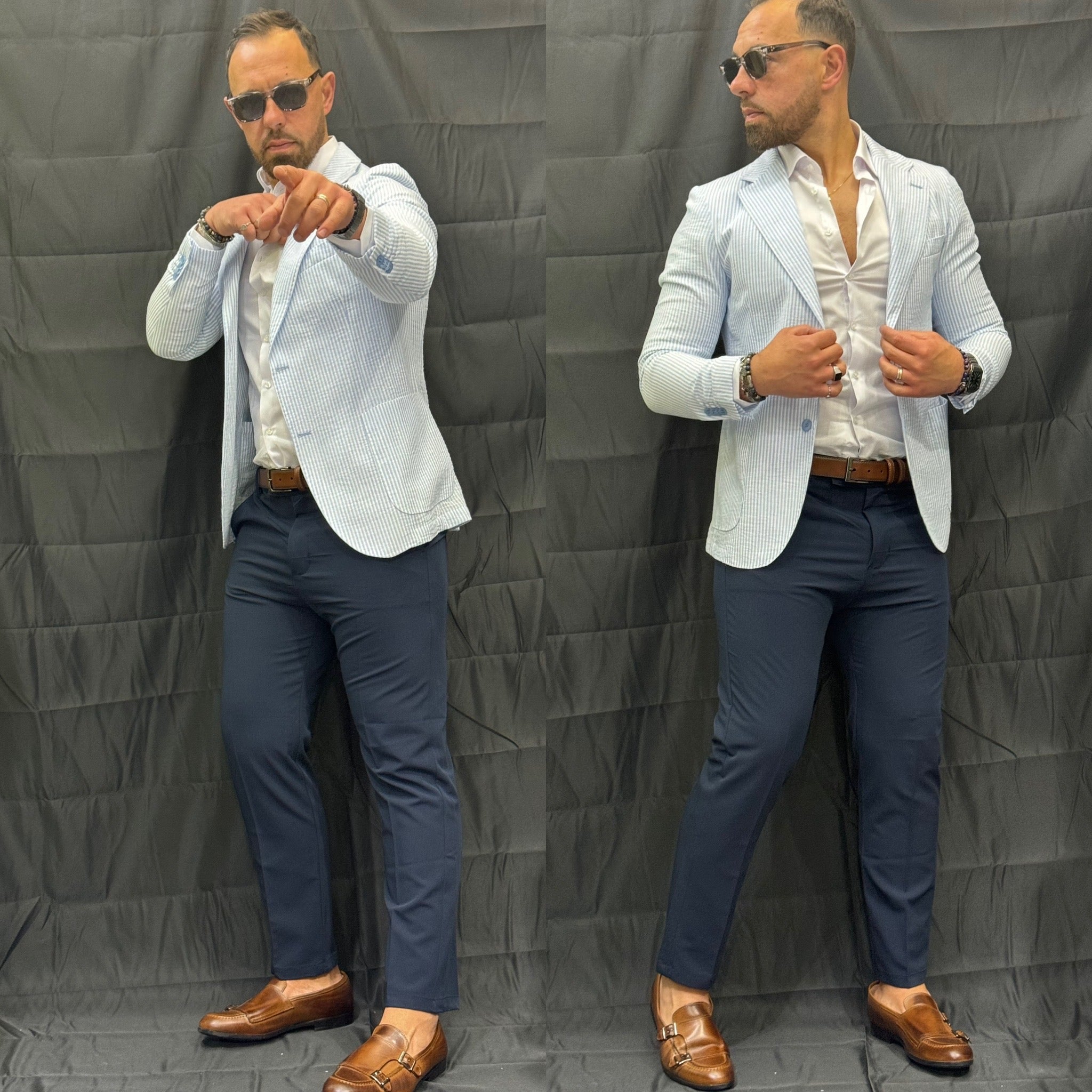 Giacca rigata Monopetto Capri