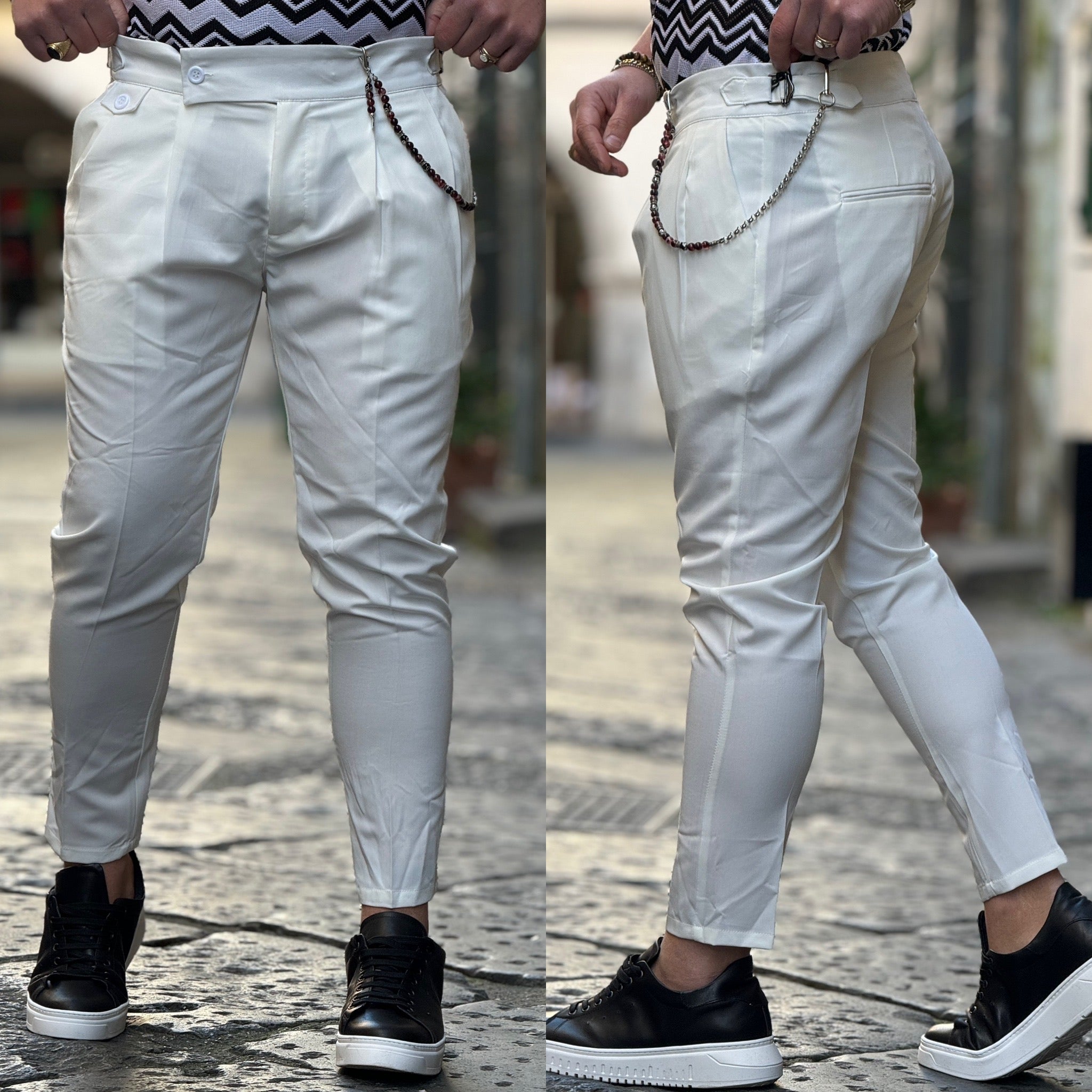 Pantalone vita alta fibia laterale prime