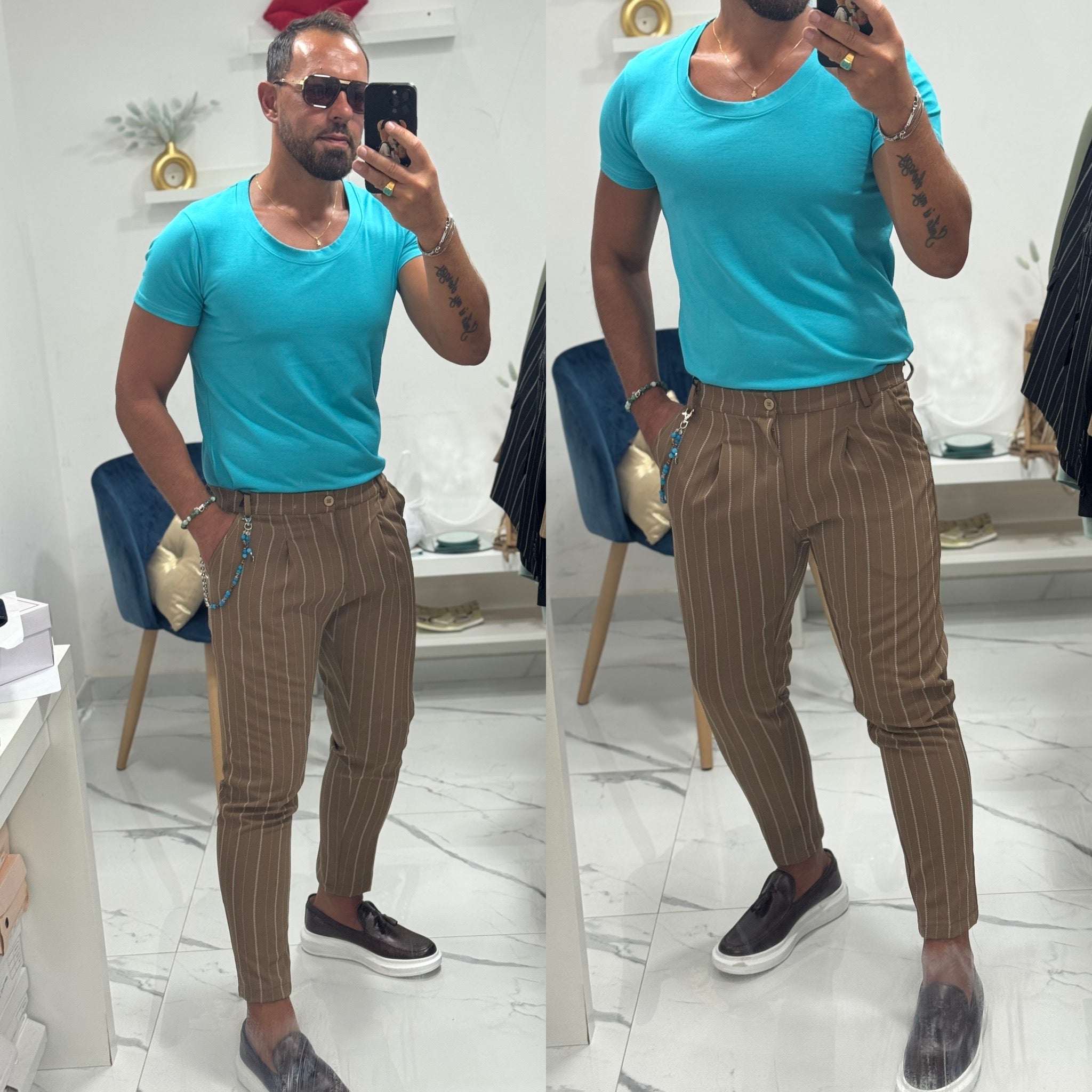 Combo pantalone gessato e T-SHIRT Italy