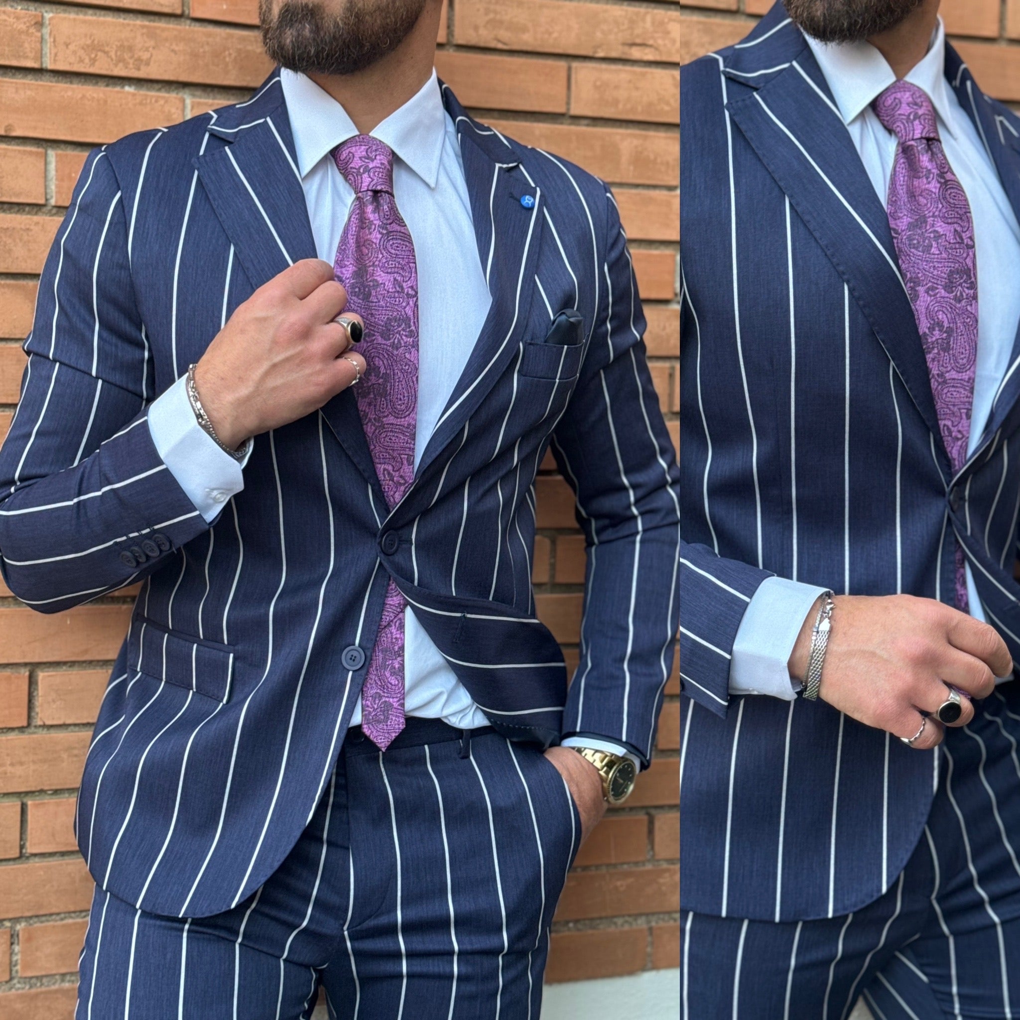 Abito gessato sartoriale Monopetto paris