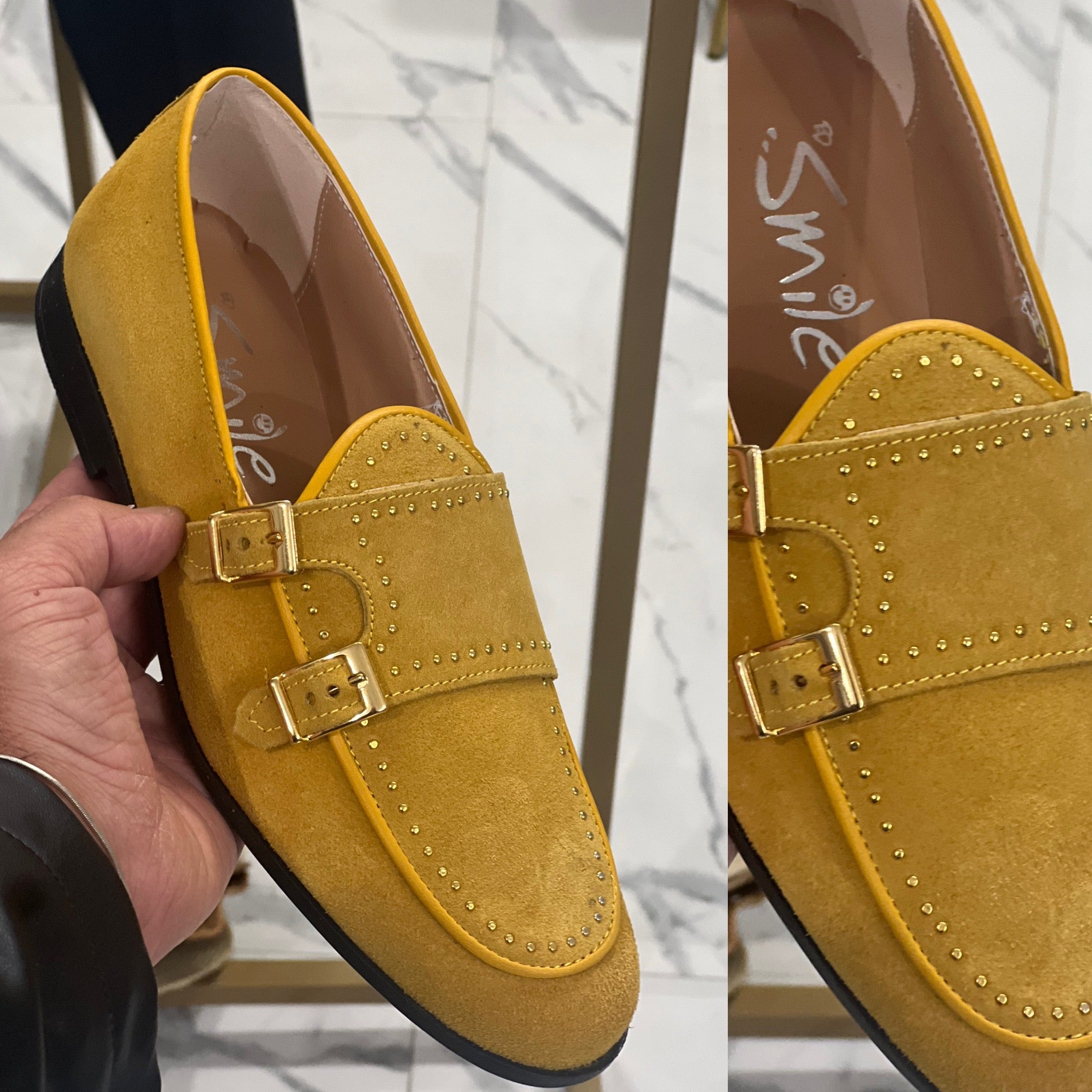 Mocassini slip on borchiate oro Firenze