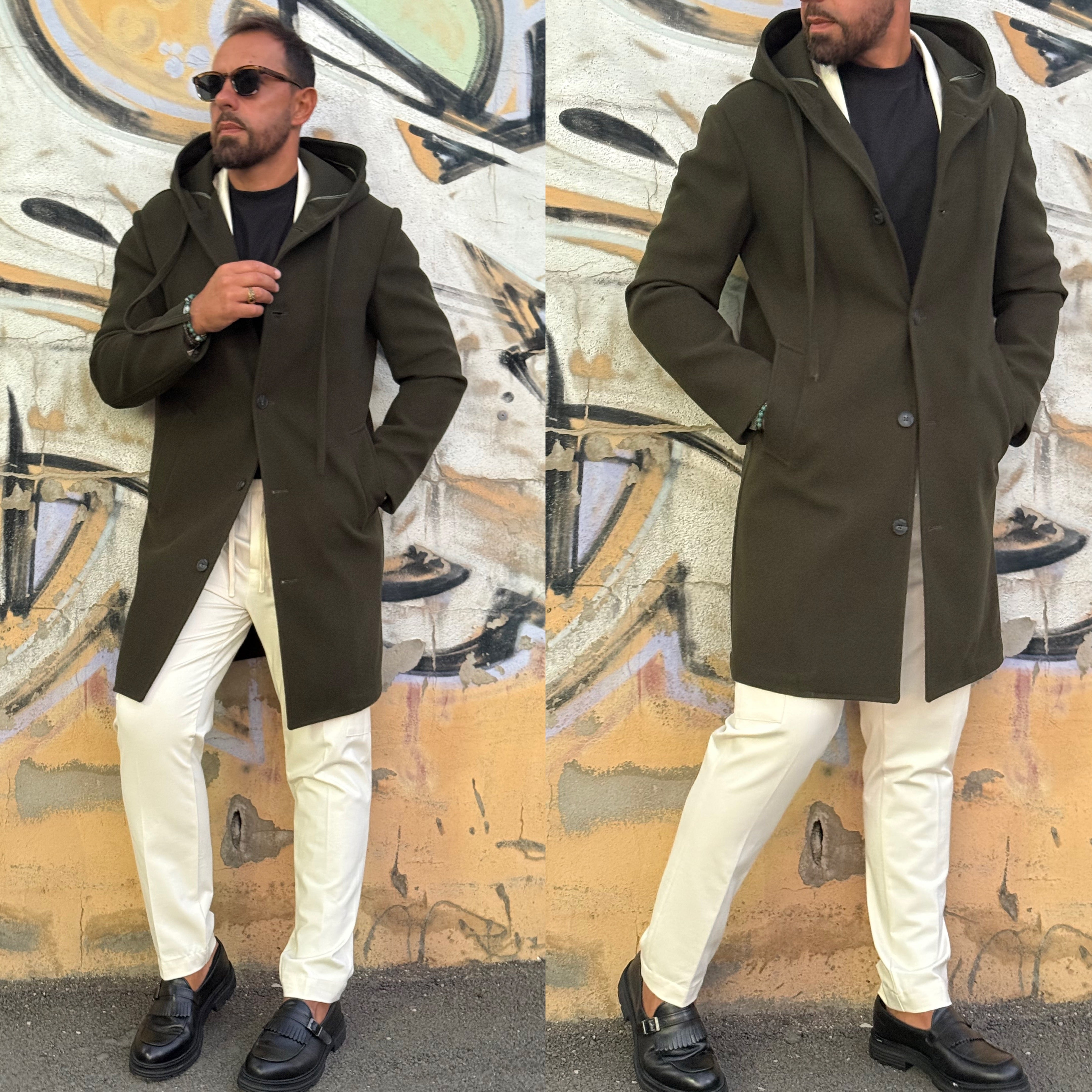 Cappotto con cappuccio monopetto Overd