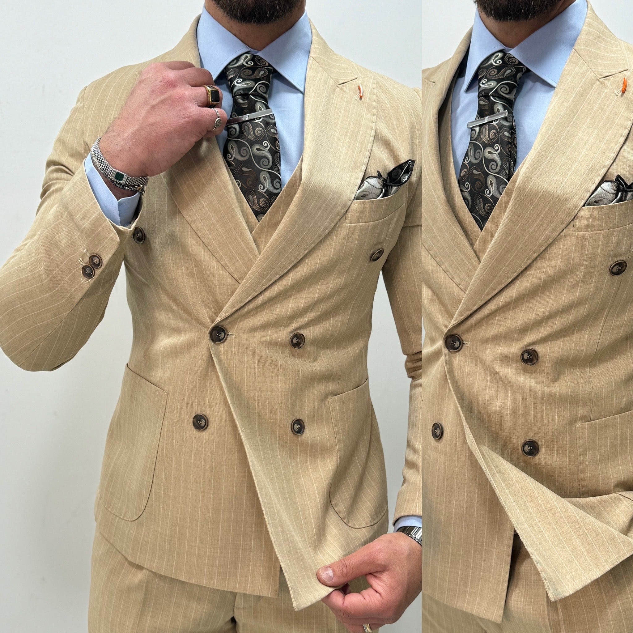 Giacca gessata doppiopetto sartoriale Overd