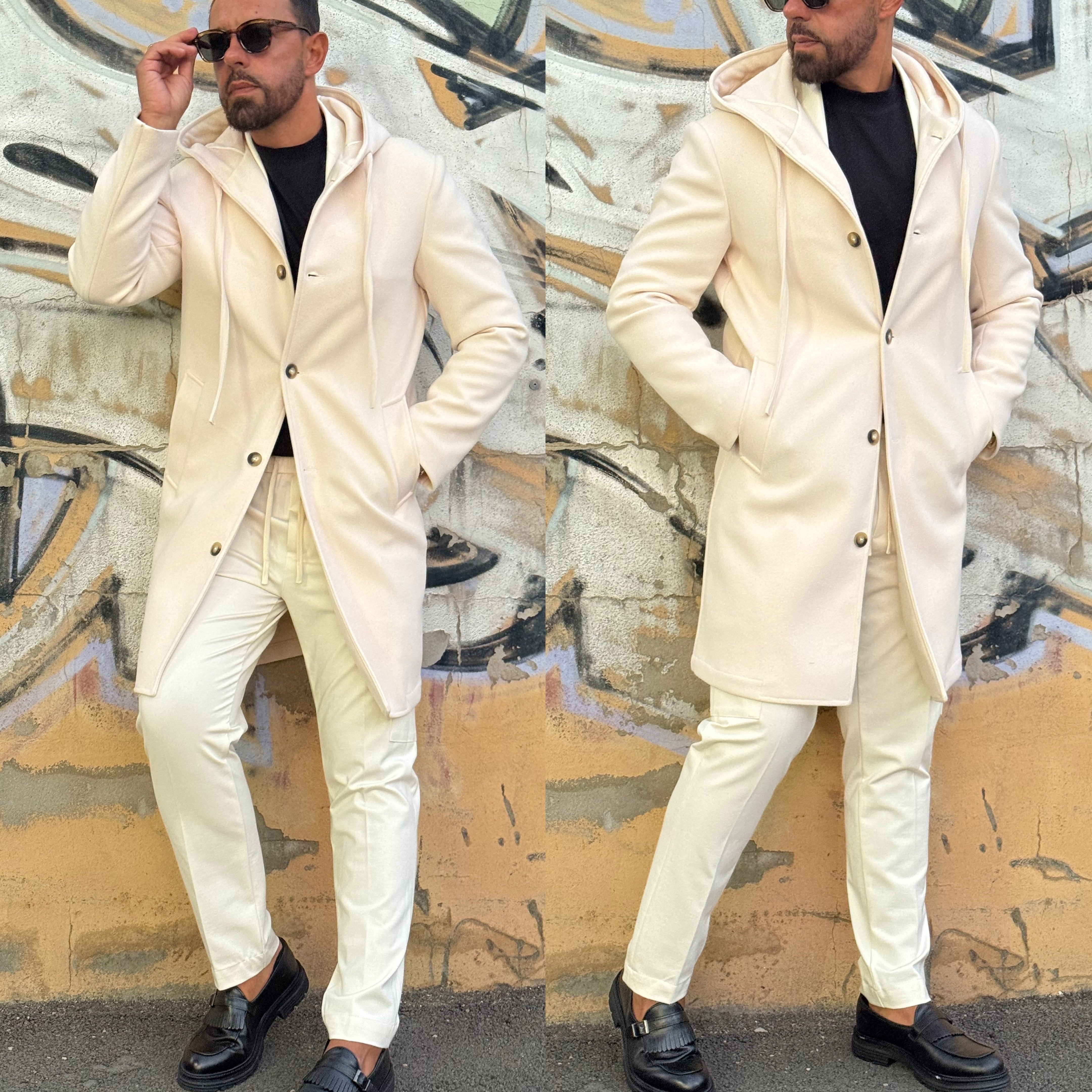 Cappotto con cappuccio monopetto Overd