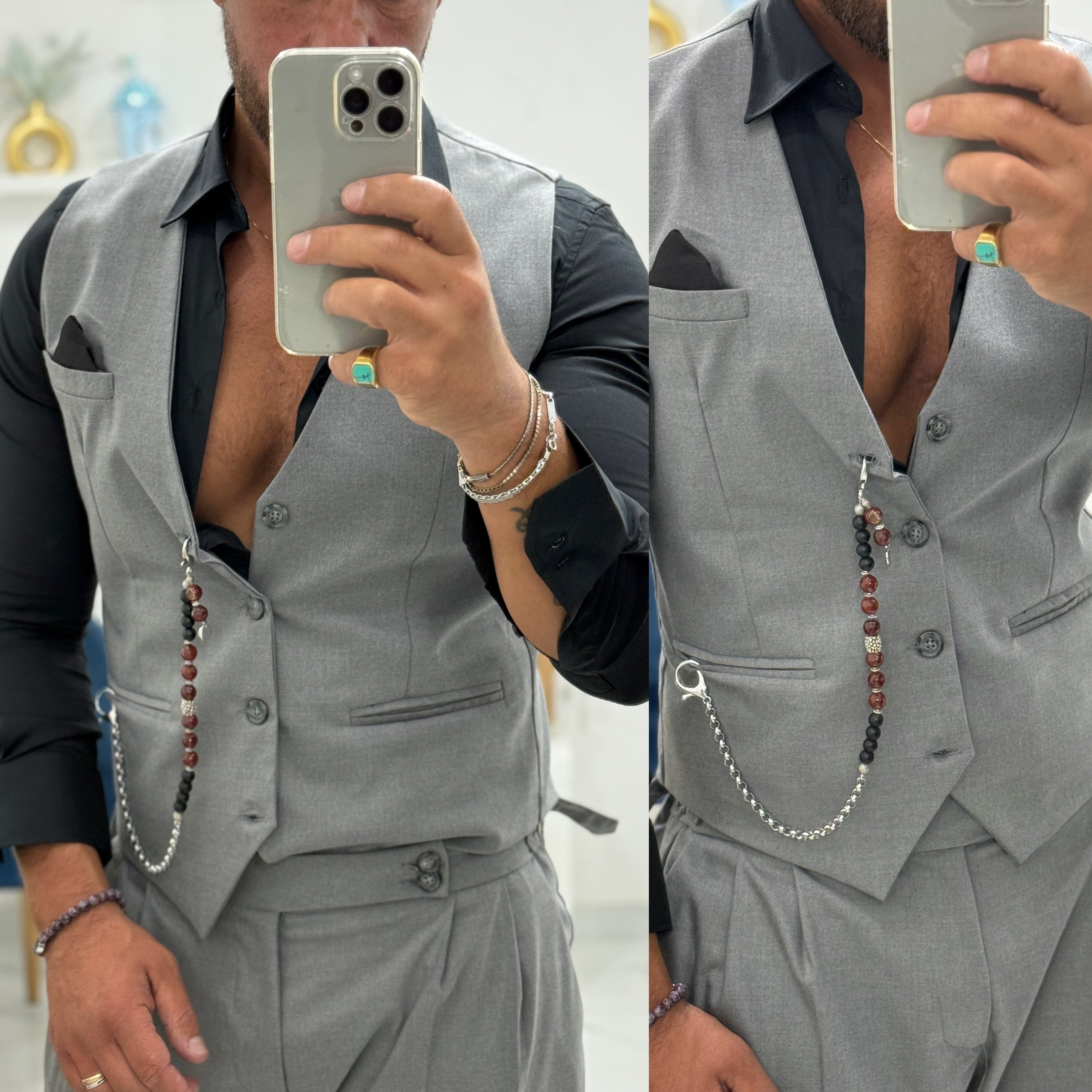 Coordinato gilet e pantalone vita alta pitti uomo