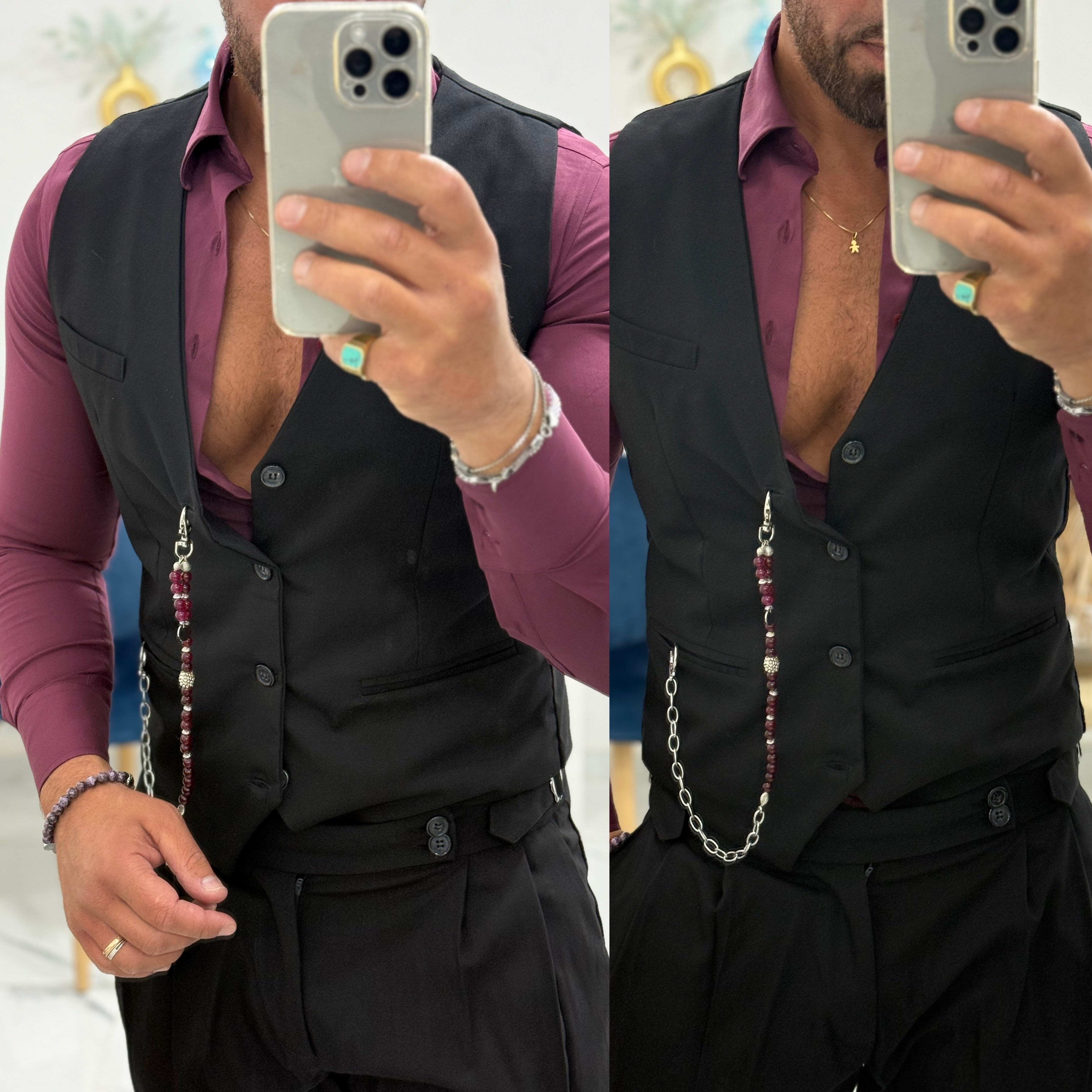 Coordinato gilet e pantalone vita alta pitti uomo