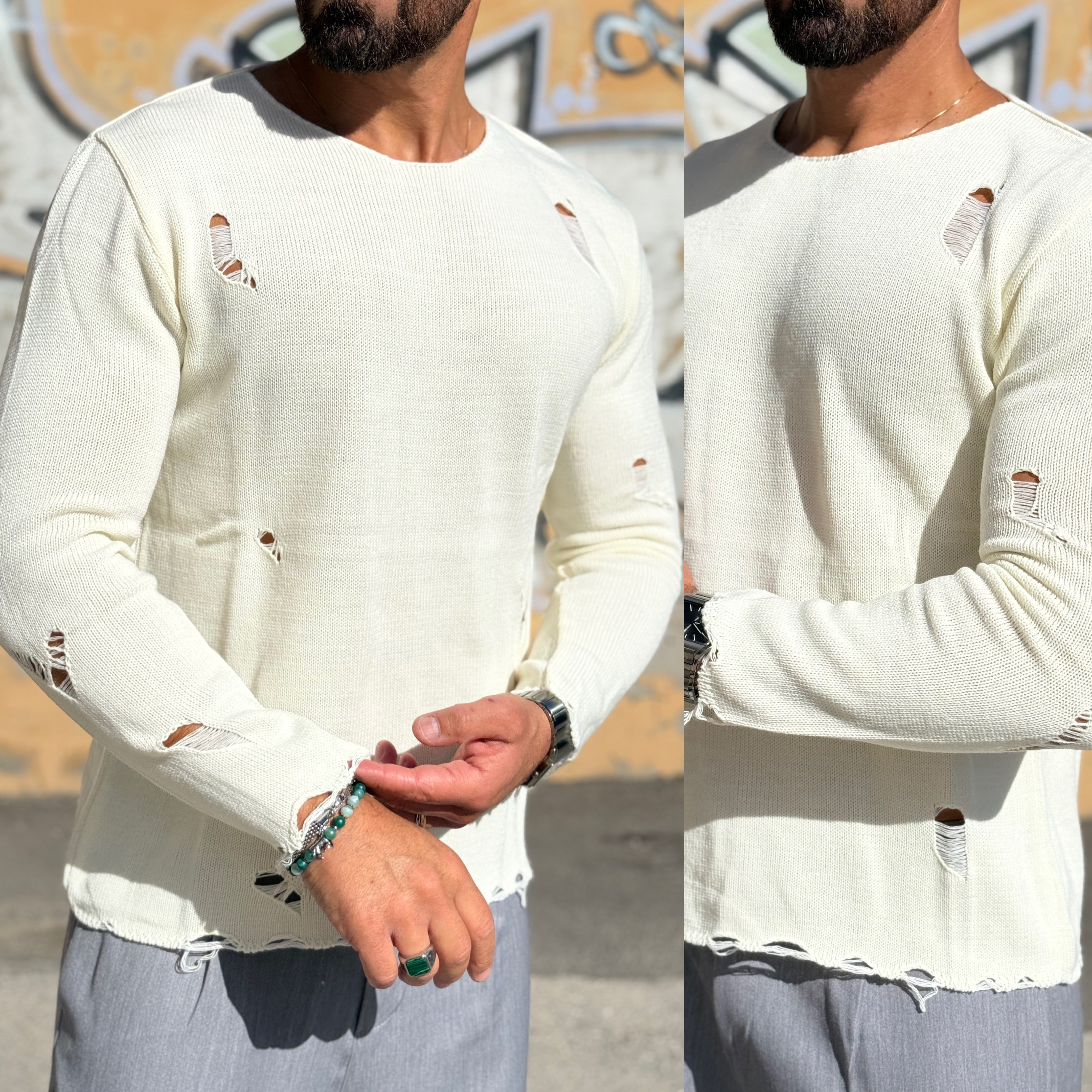 Maglioncino scollato maglia sfilacciata Duca Homme