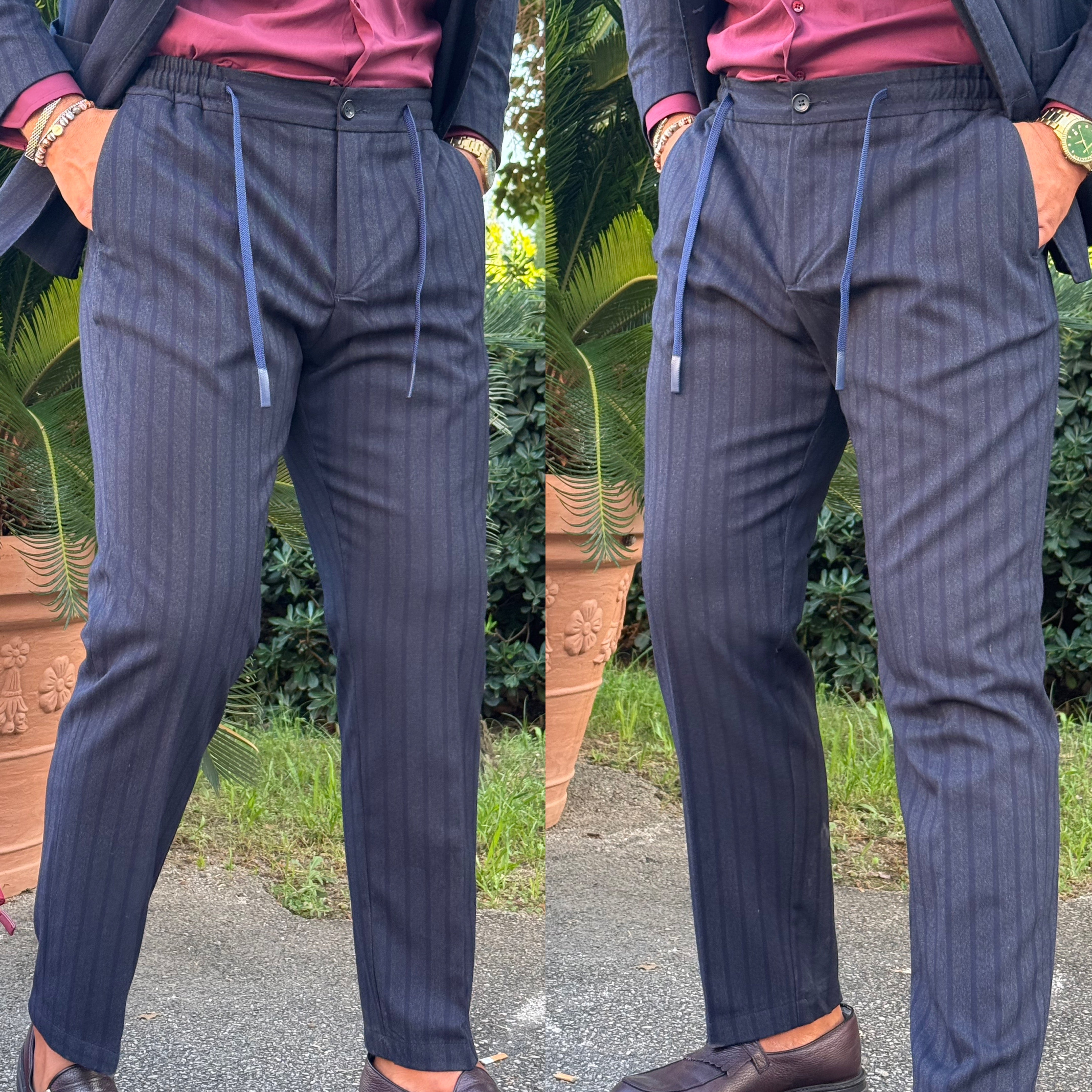 Abito sartoriale gessato blu overd