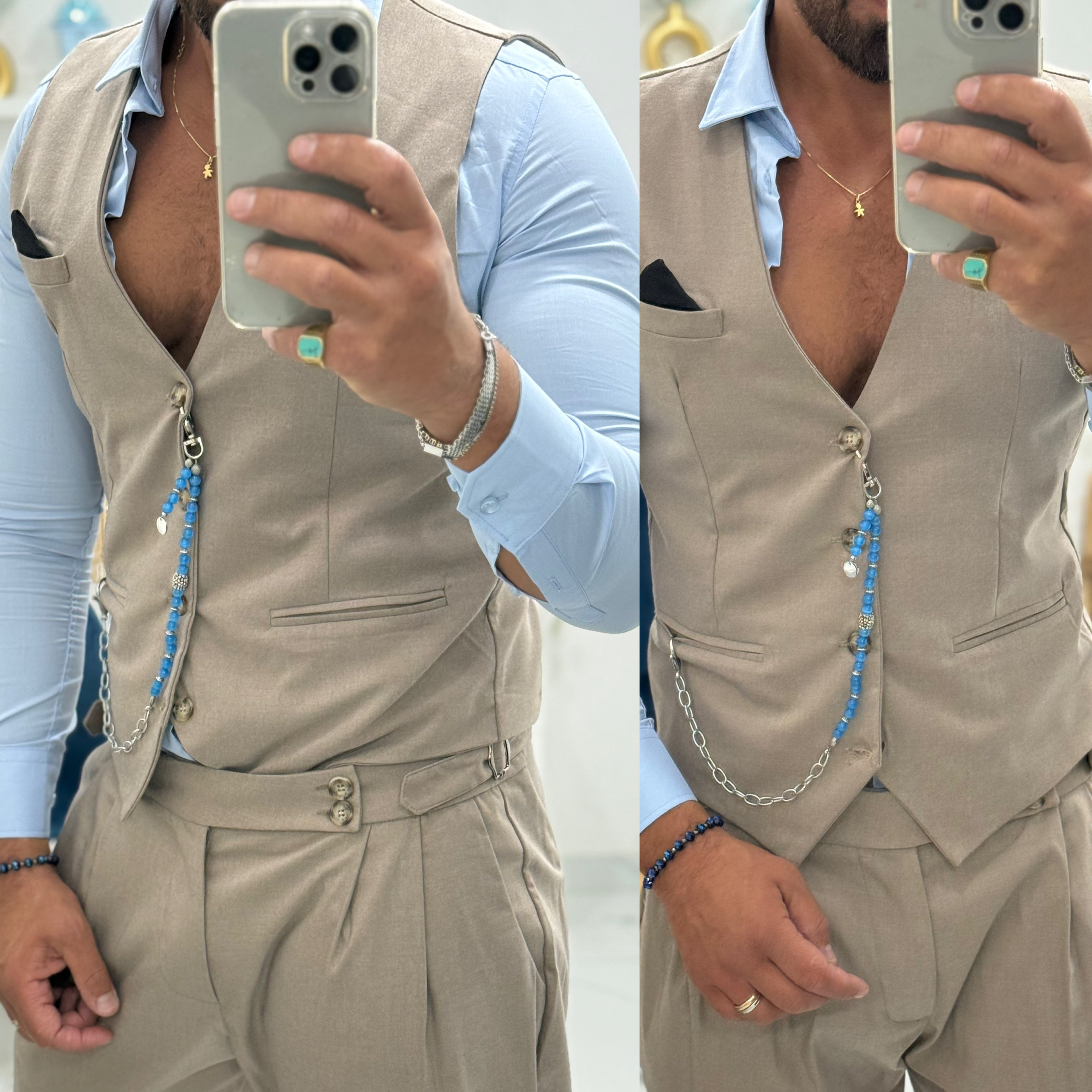 Coordinato gilet e pantalone vita alta pitti uomo