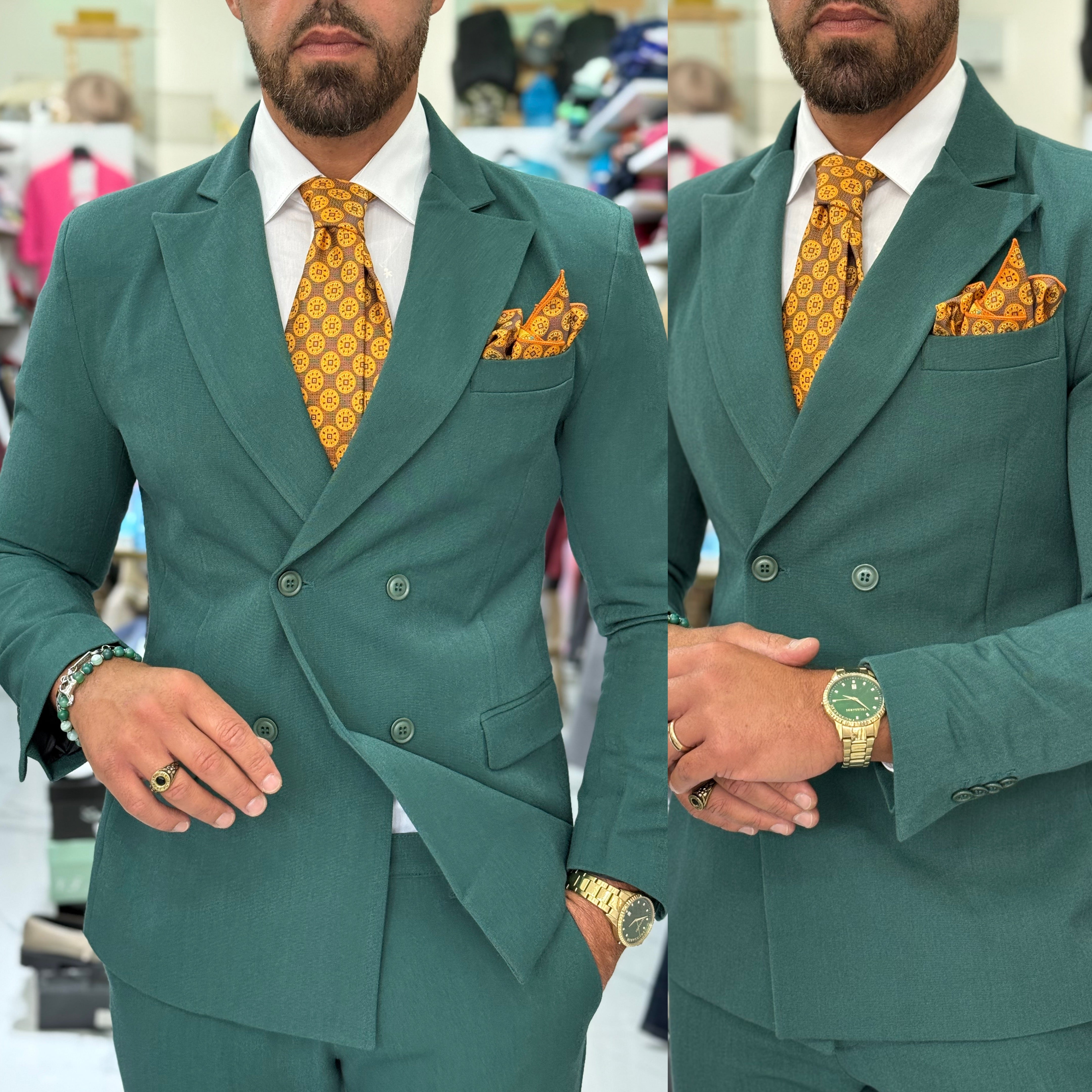 Abito doppiopetto verde Gucci Positano