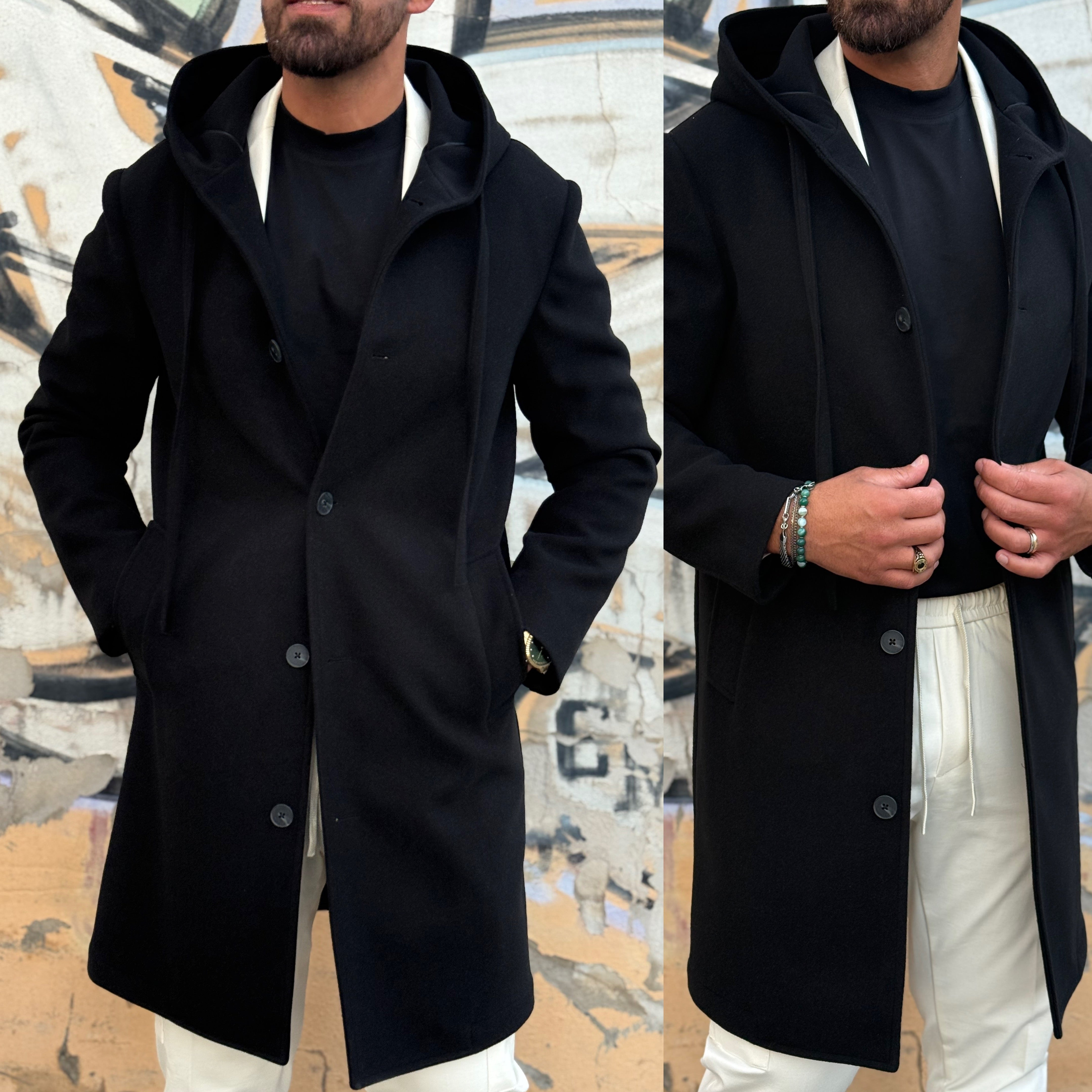 Cappotto con cappuccio monopetto Overd