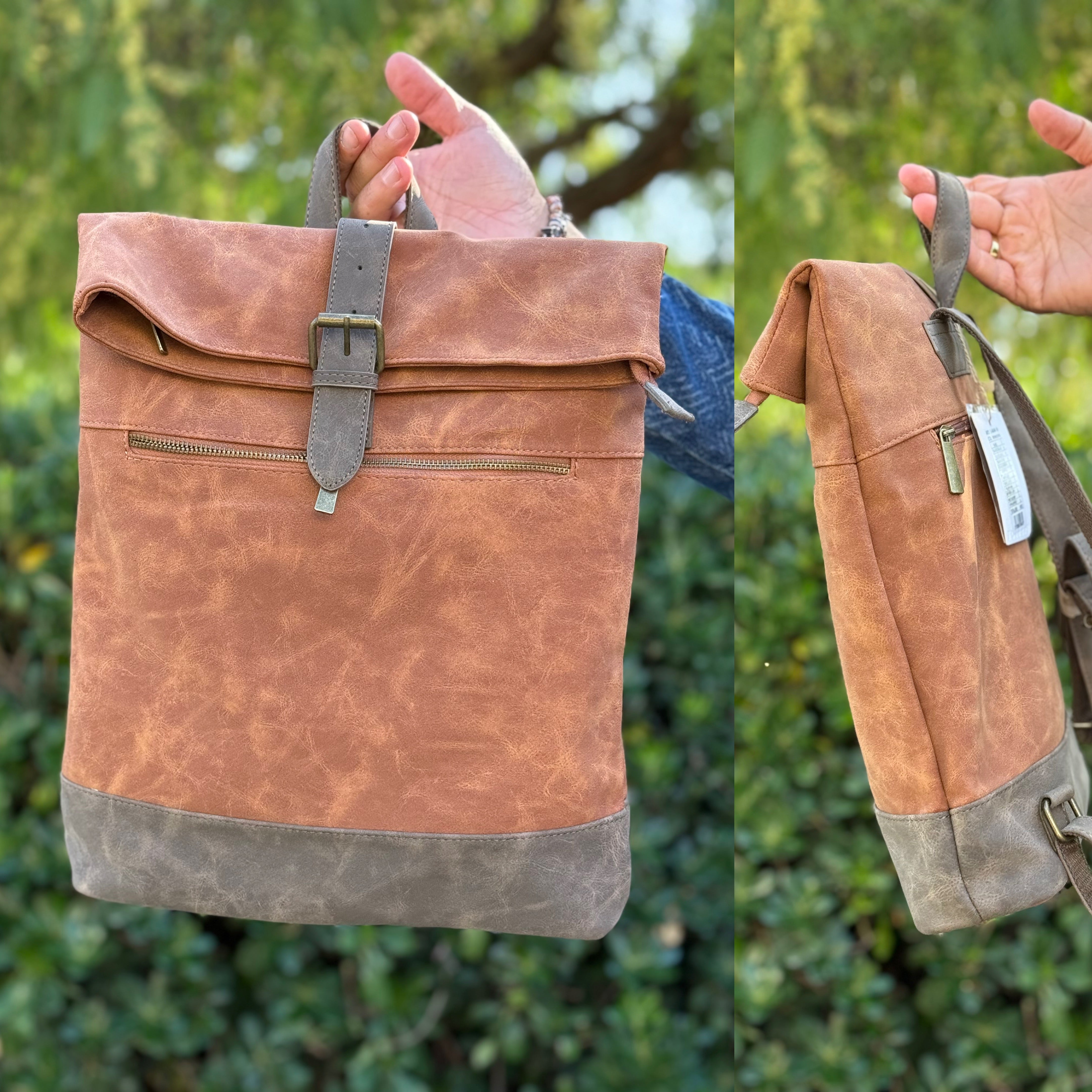 Zaino a sacca in pelle e camoscio Florence