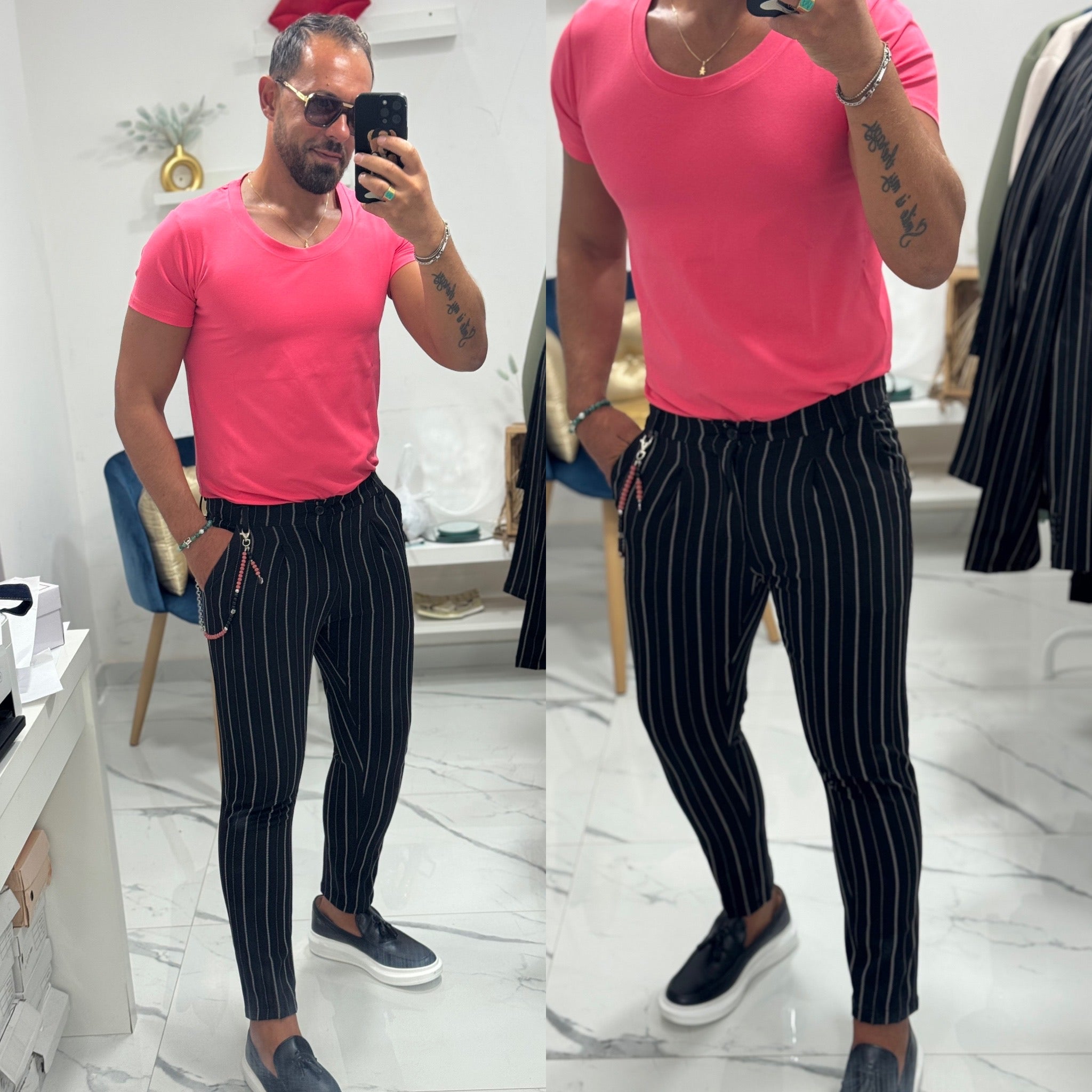 Combo pantalone gessato e T-SHIRT Italy