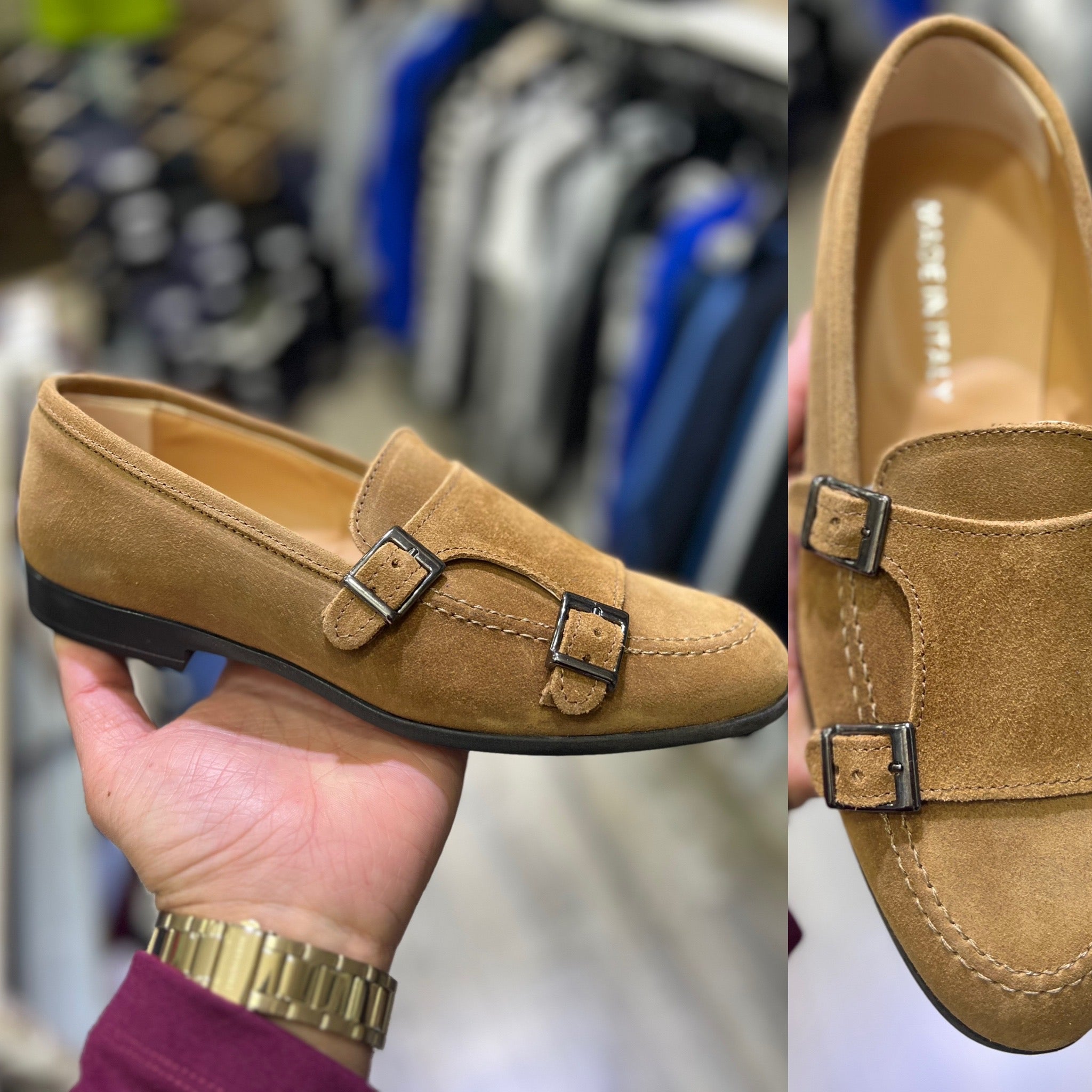 Mocassino doppia fibia in camoscio scarpe italian