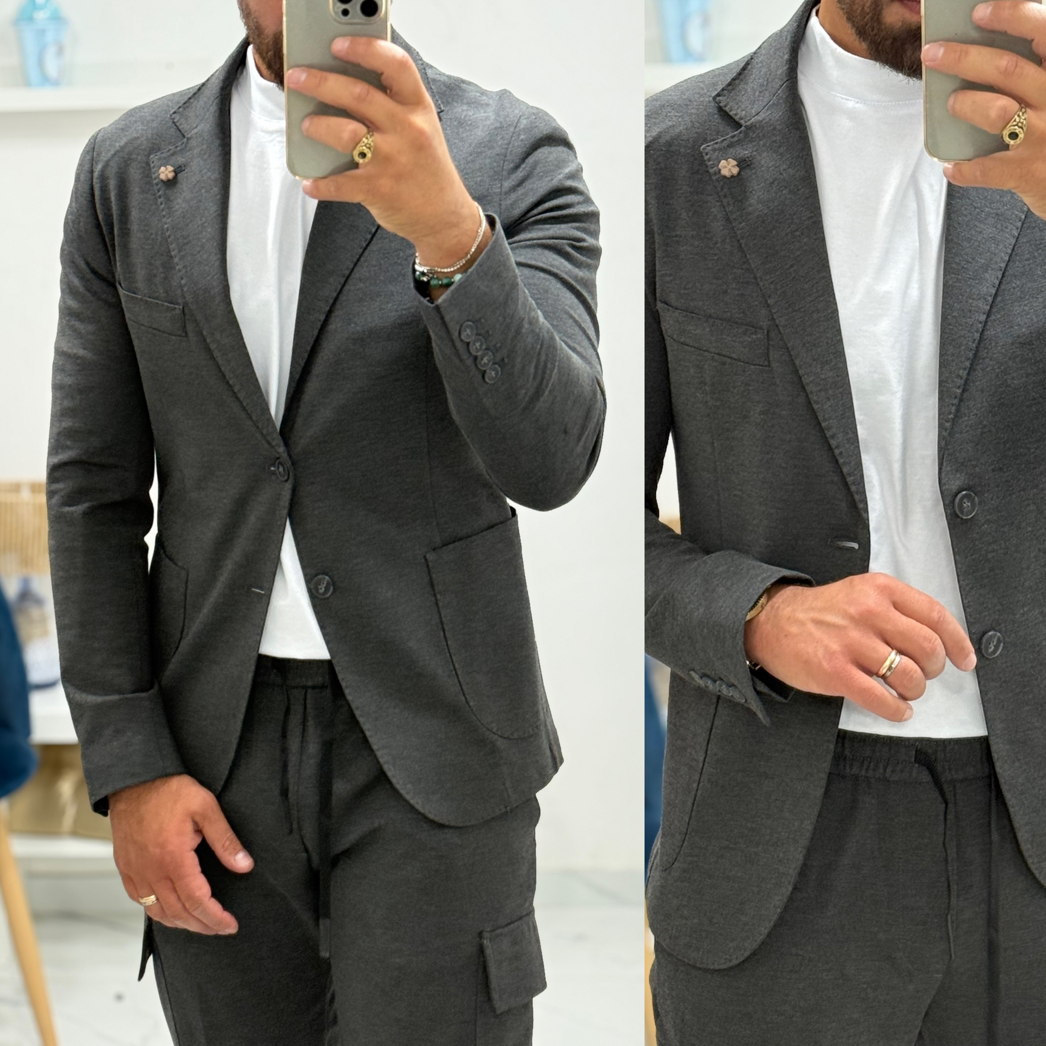 Abito sartoriale overd giacca monopetto pantalone cargo