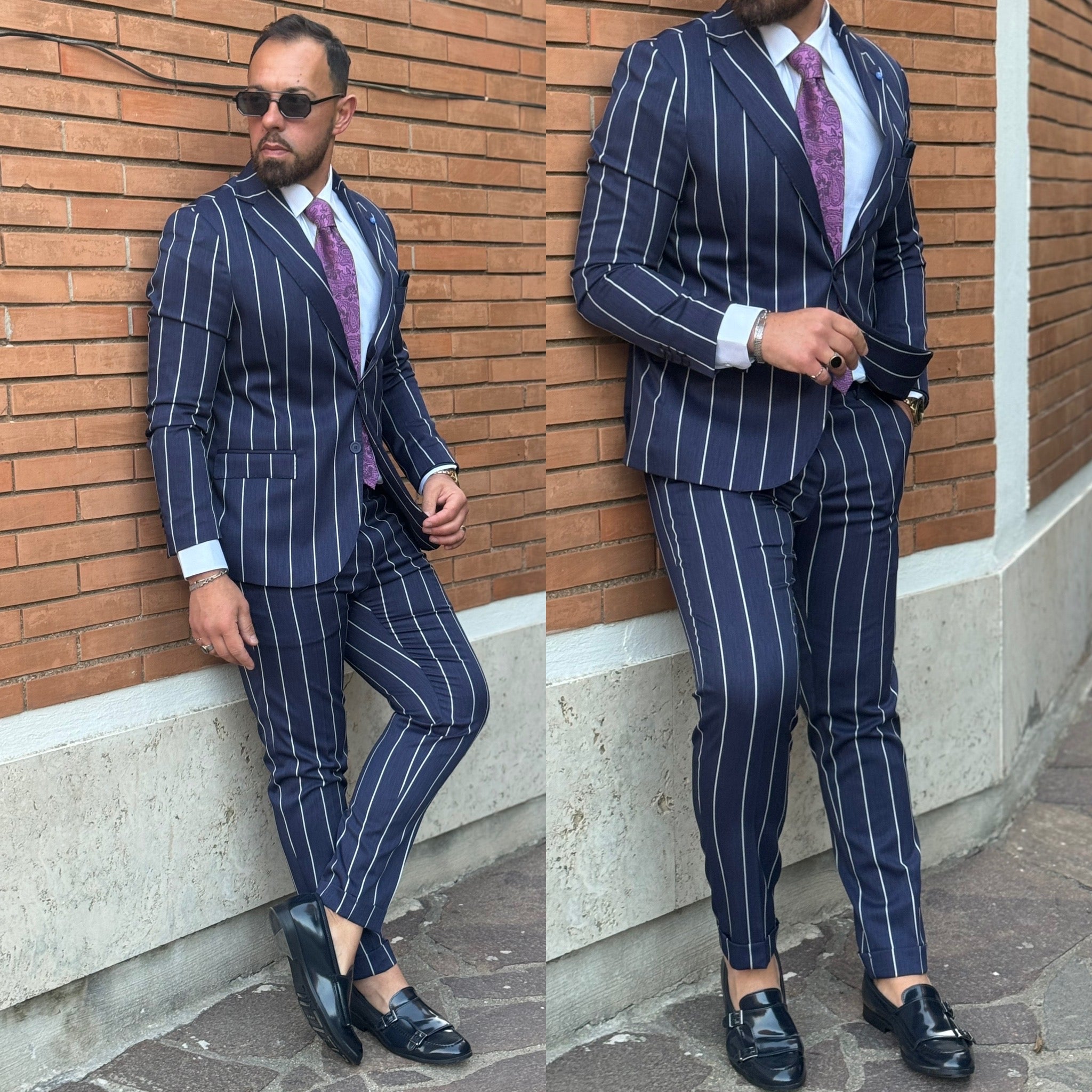 Abito gessato sartoriale Monopetto paris