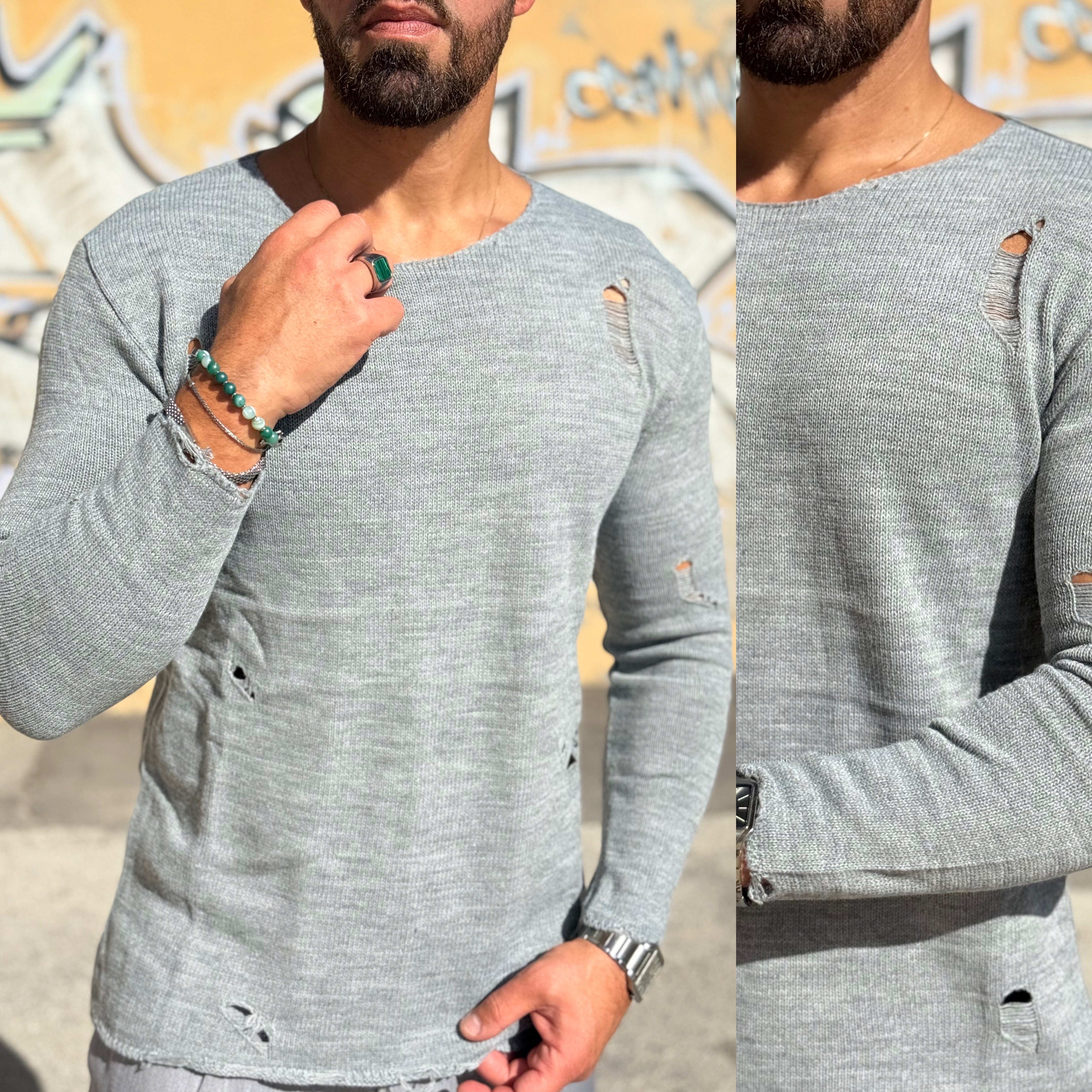 Maglioncino scollato maglia sfilacciata Duca Homme