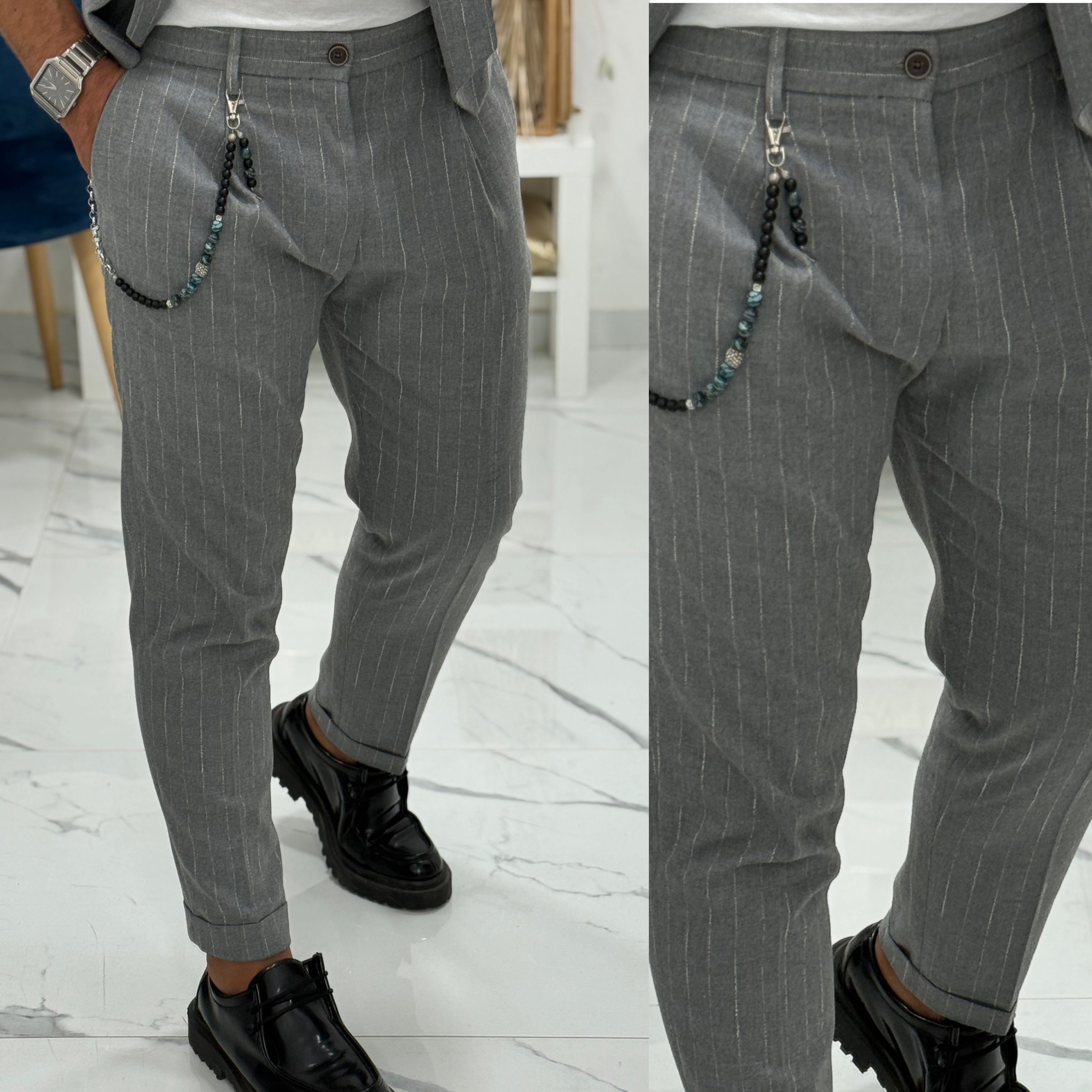 Coordinato Overd gessato panciotto e pantalone