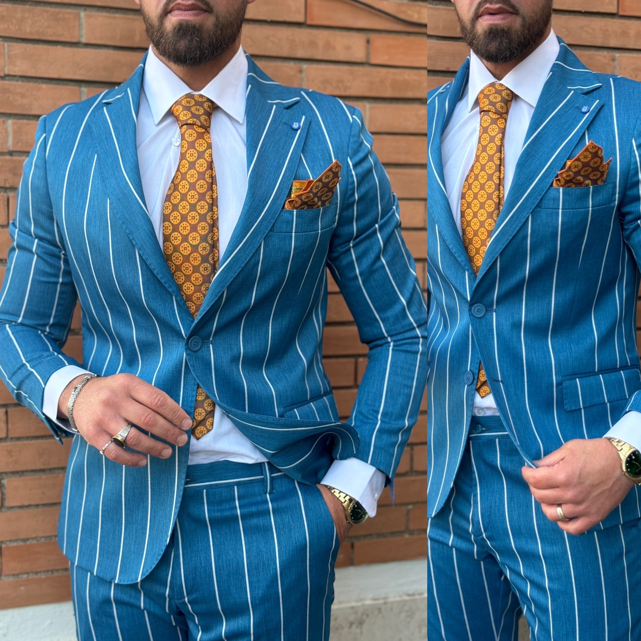 Abito gessato sartoriale Monopetto paris