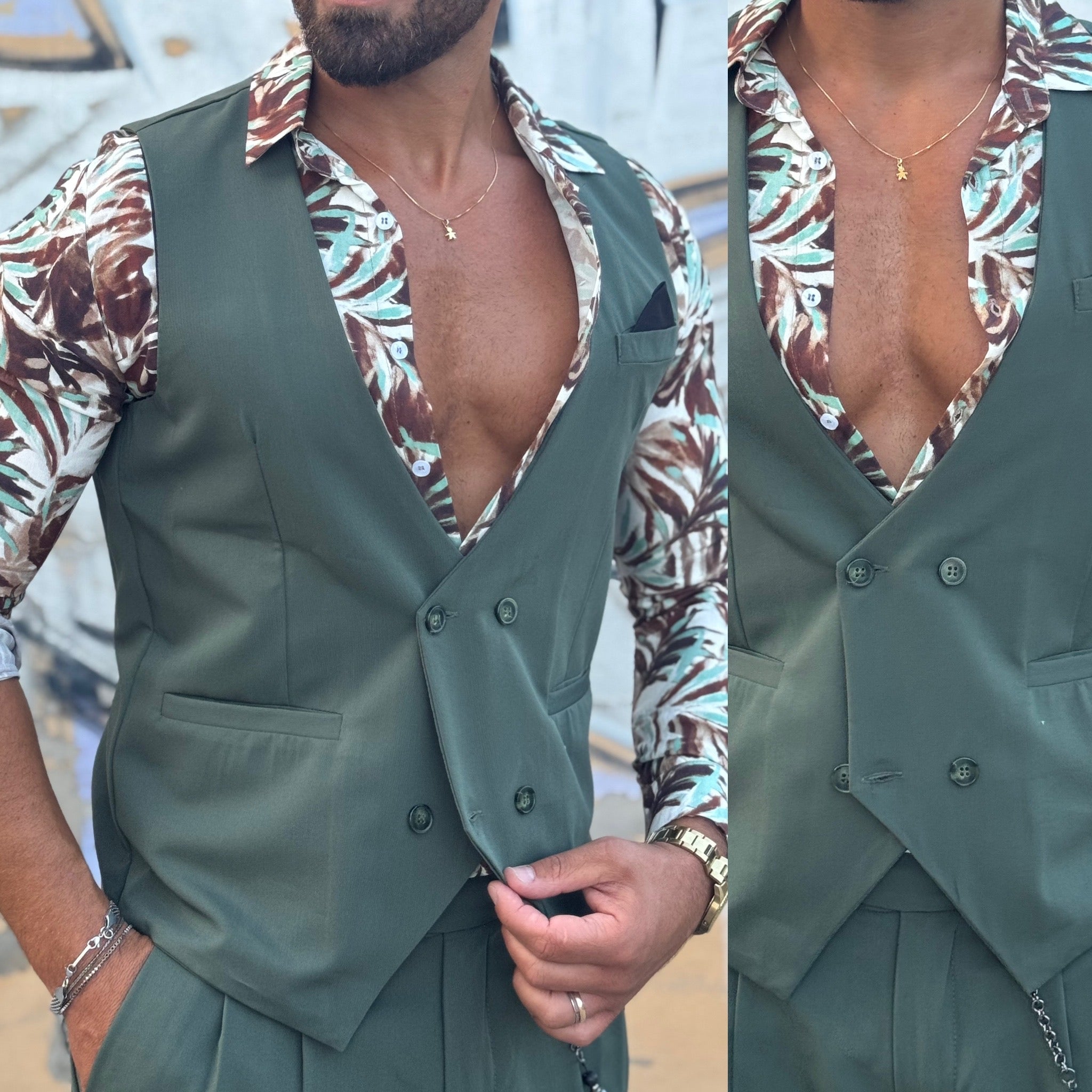 Combo gilet pantalone e Camicia Animalier