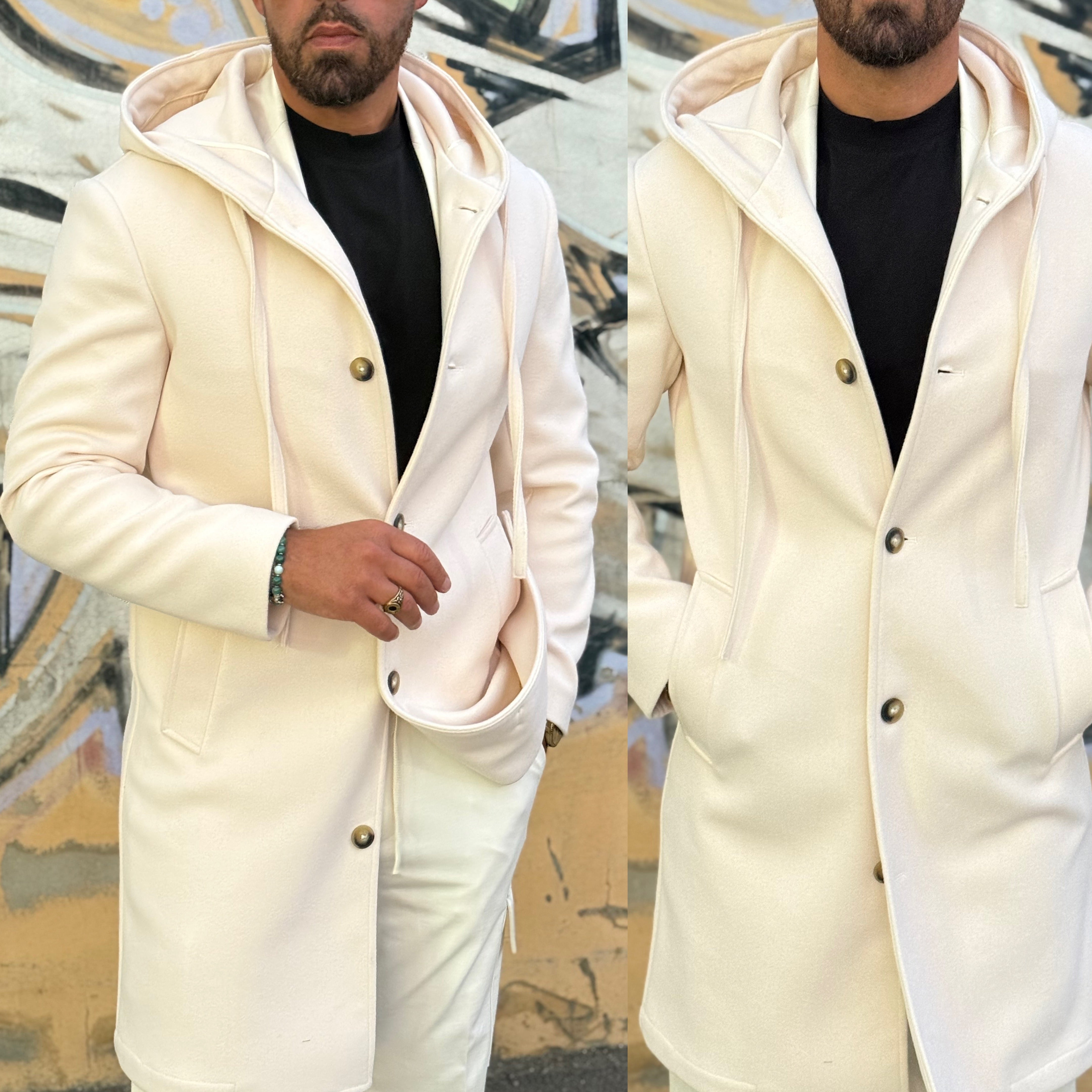 Cappotto con cappuccio monopetto Overd