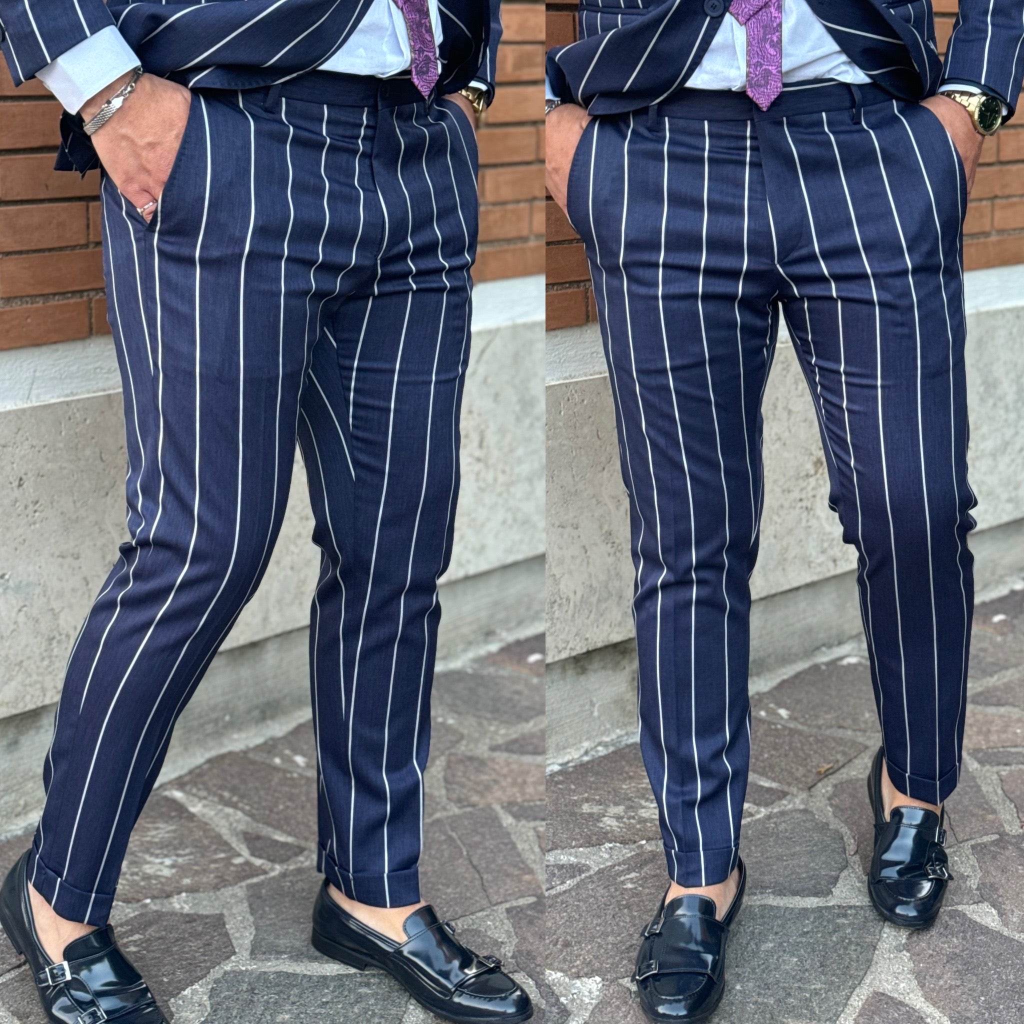 Abito gessato sartoriale Monopetto paris