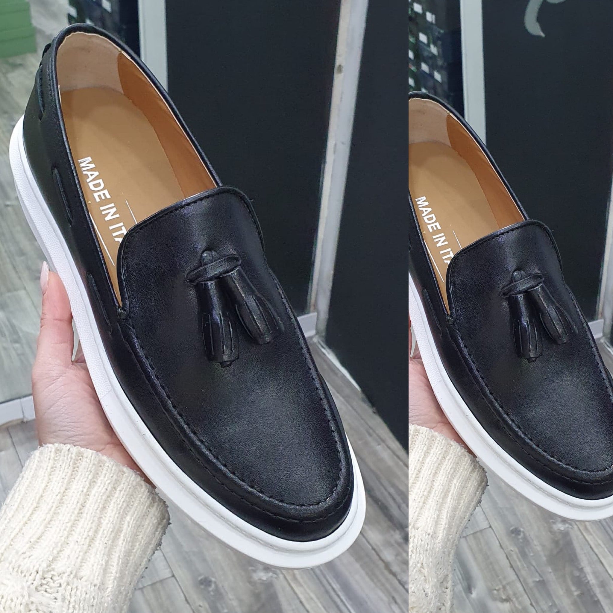 Sneackers mocassino scarpe in pelle Boston