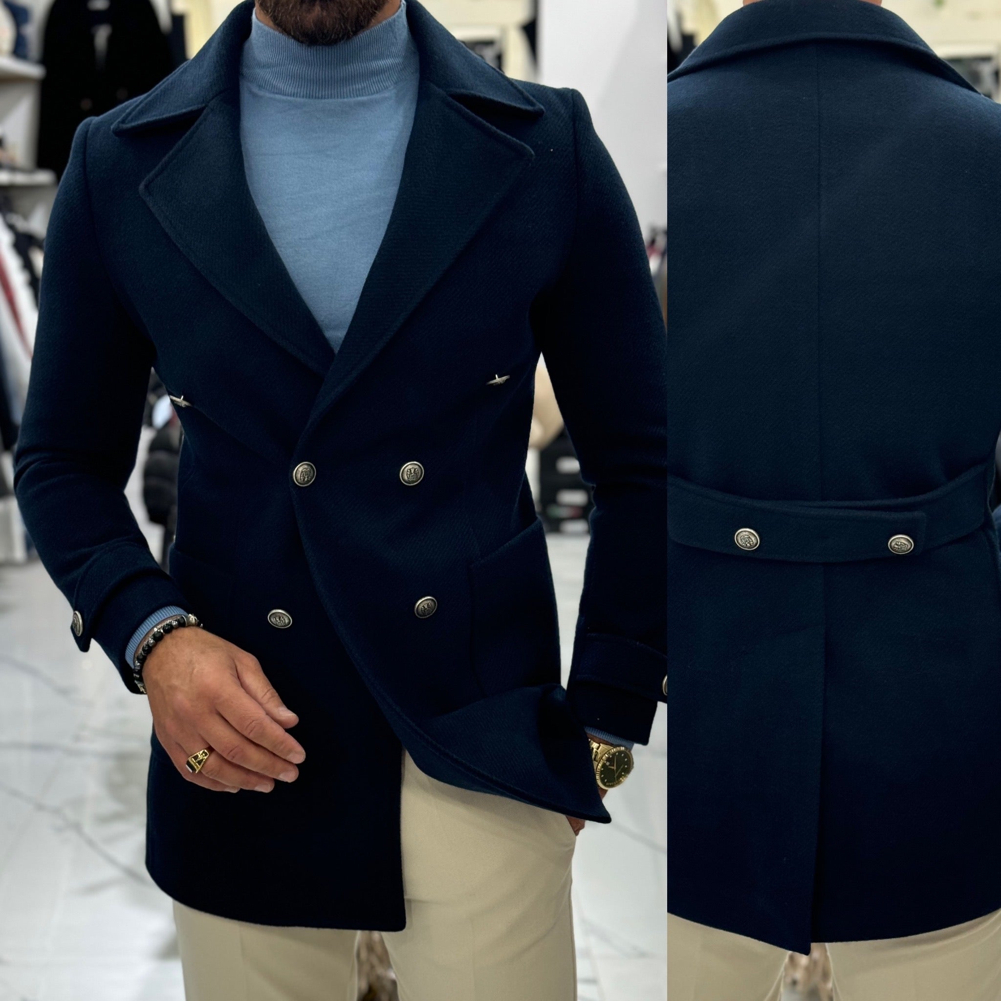 Cappotto con martingana bottoni acciaio Martins