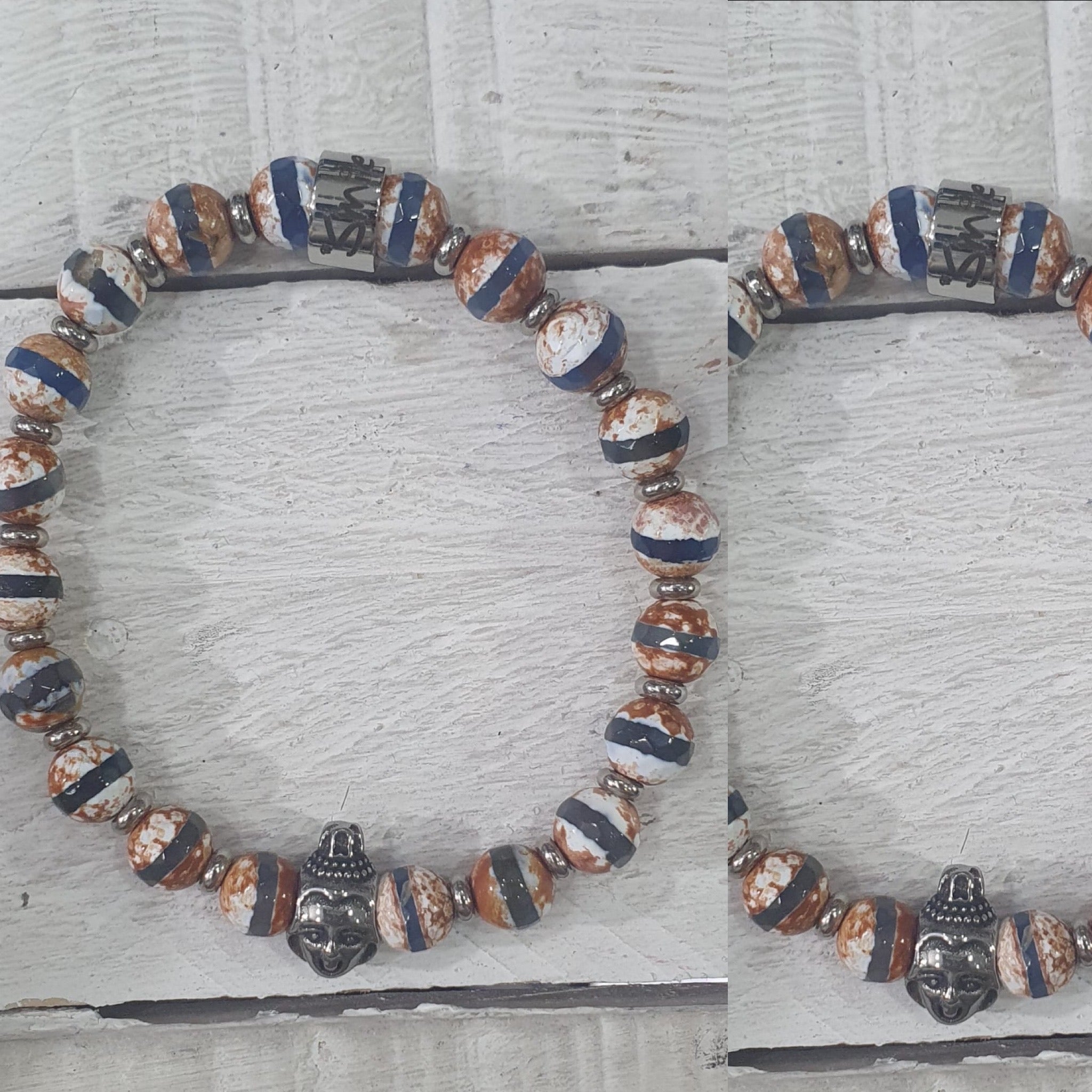 Bracciale perla pietra vera in acciaio Positano