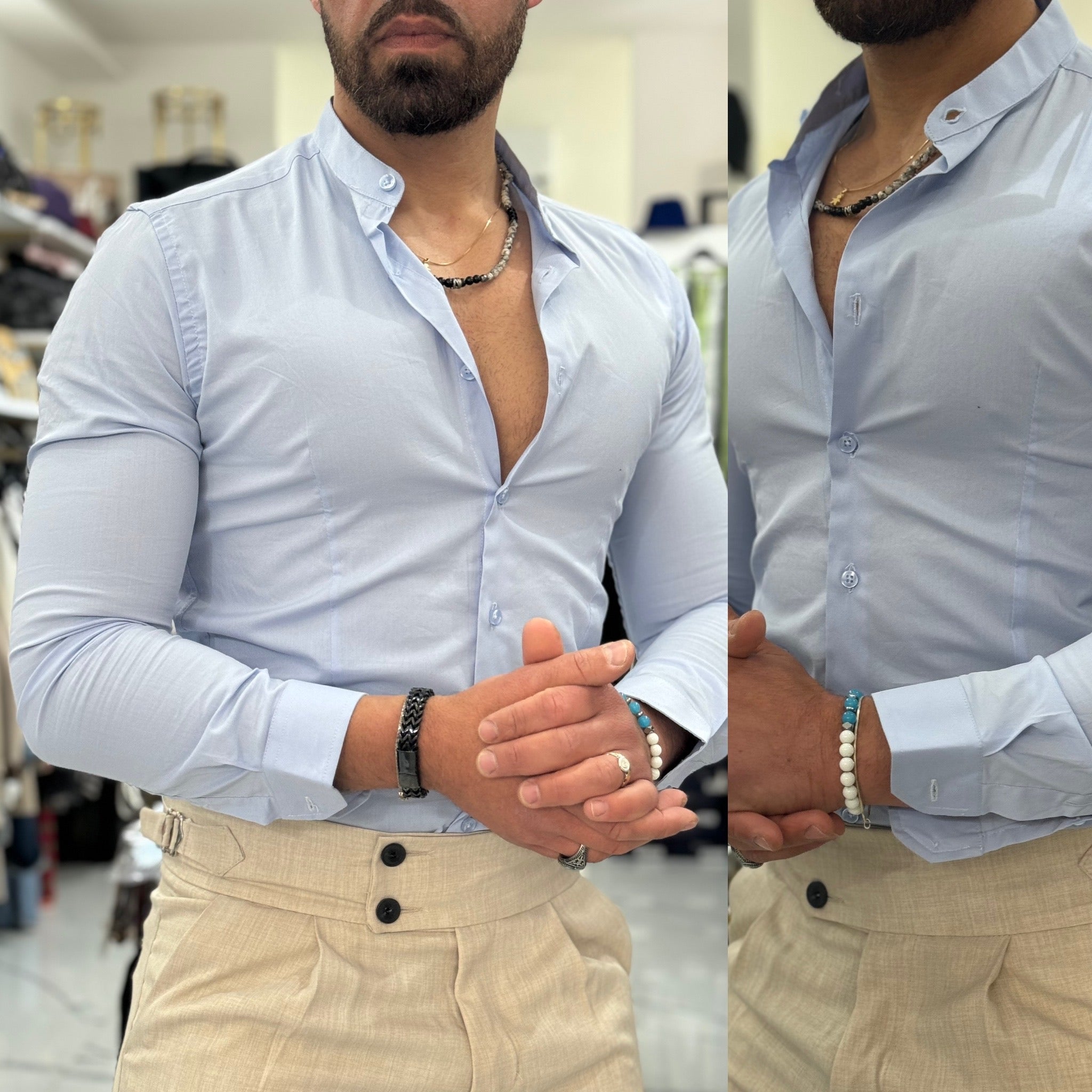 Camicia coreana Slim cotone Firenze