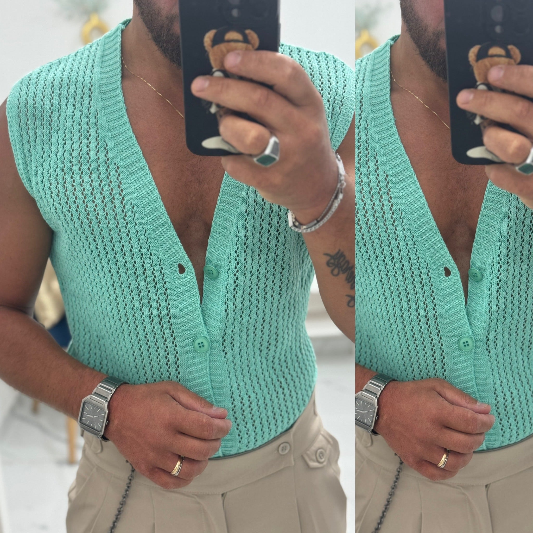 Cardigan traforato smanicato Ibiza