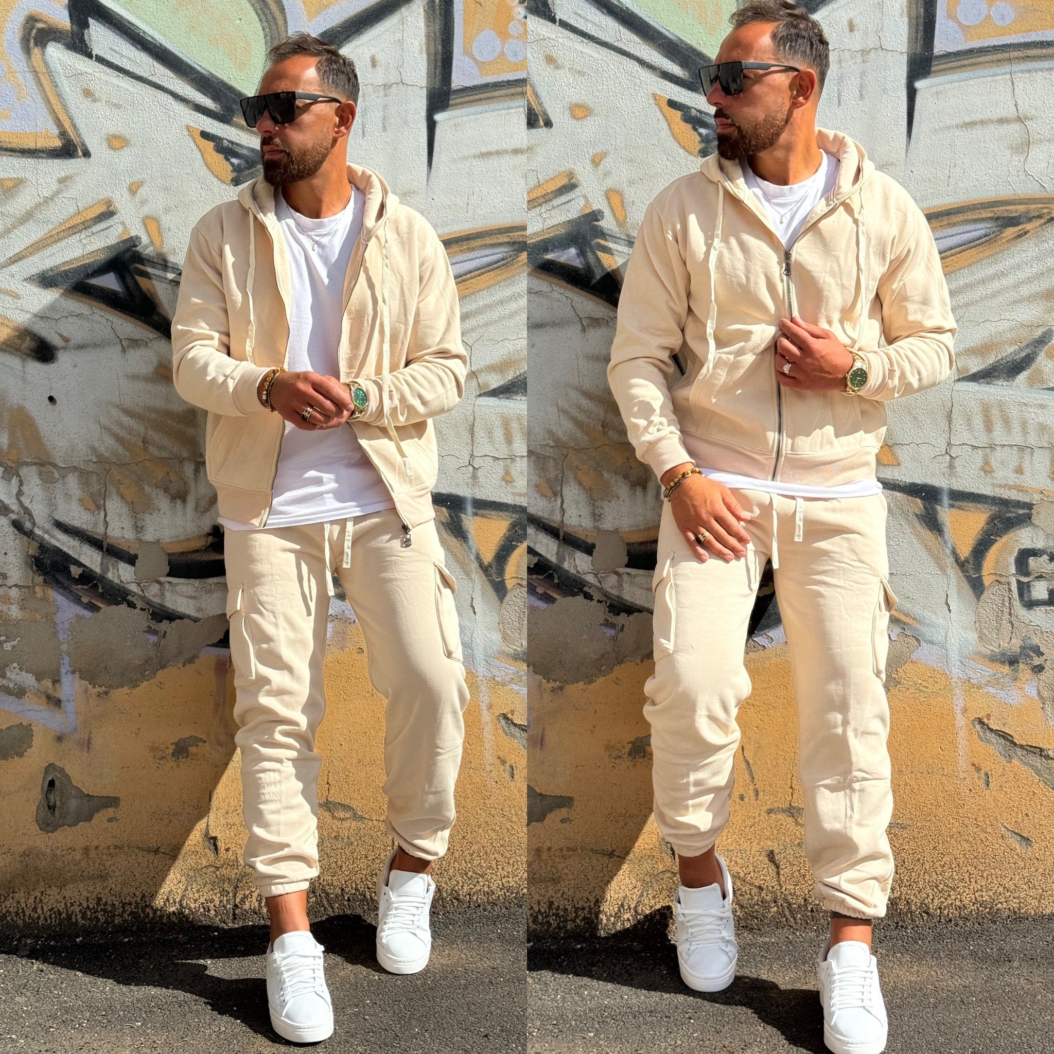 Tuta felpa zip e pantalone cargo Boys