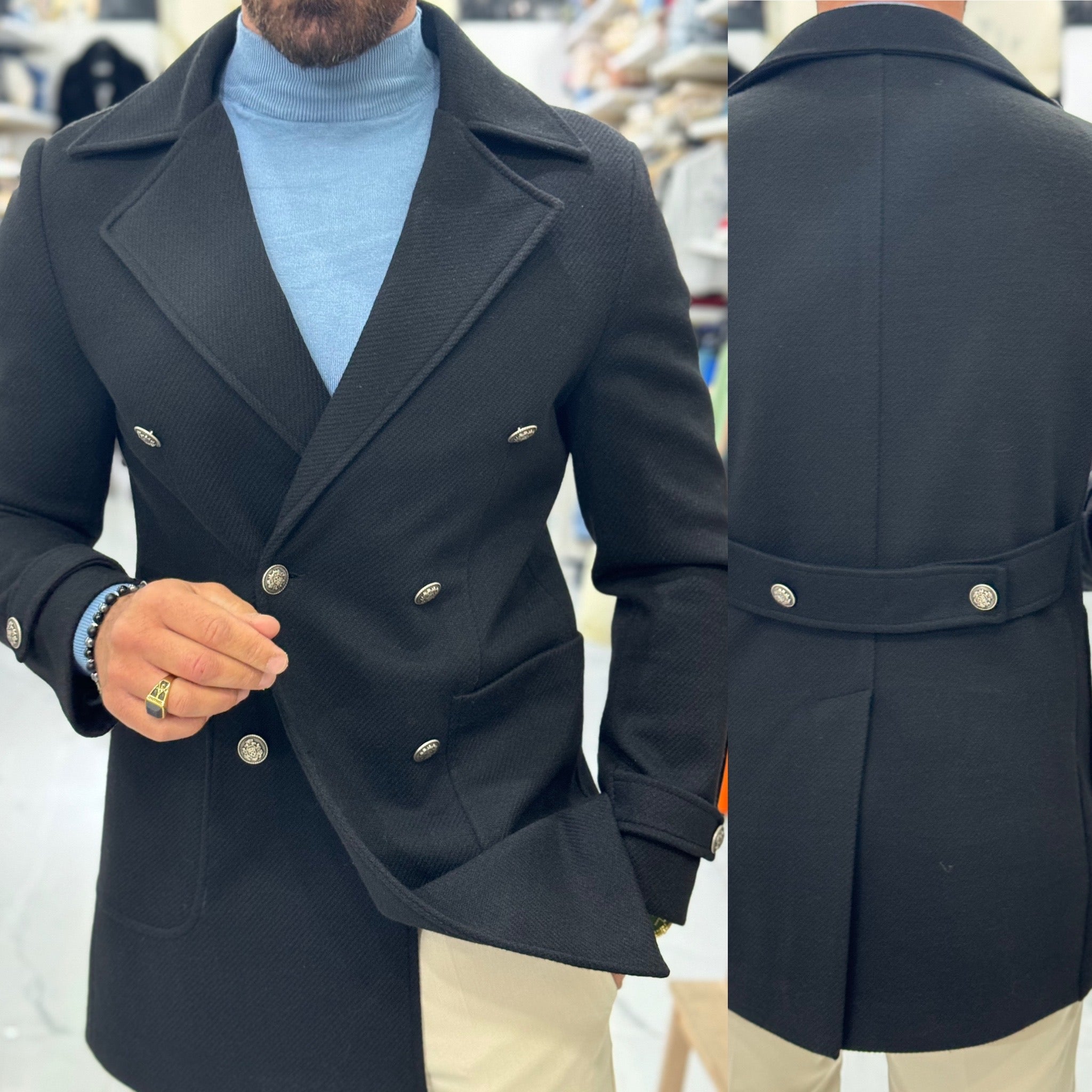 Cappotto con martingana bottoni acciaio Martins