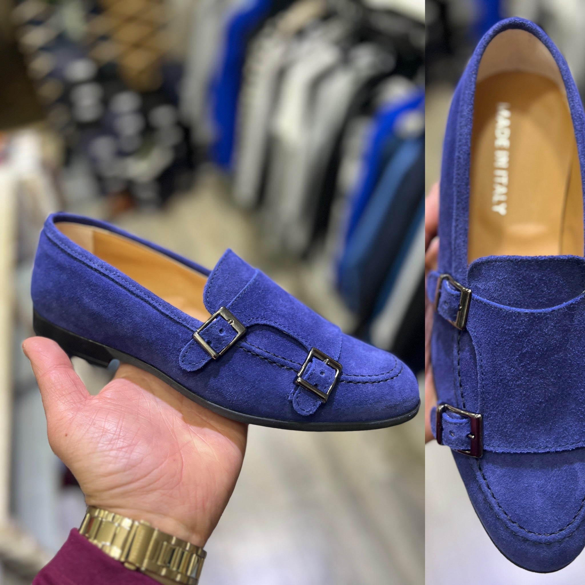 Mocassino doppia fibia in camoscio scarpe italian