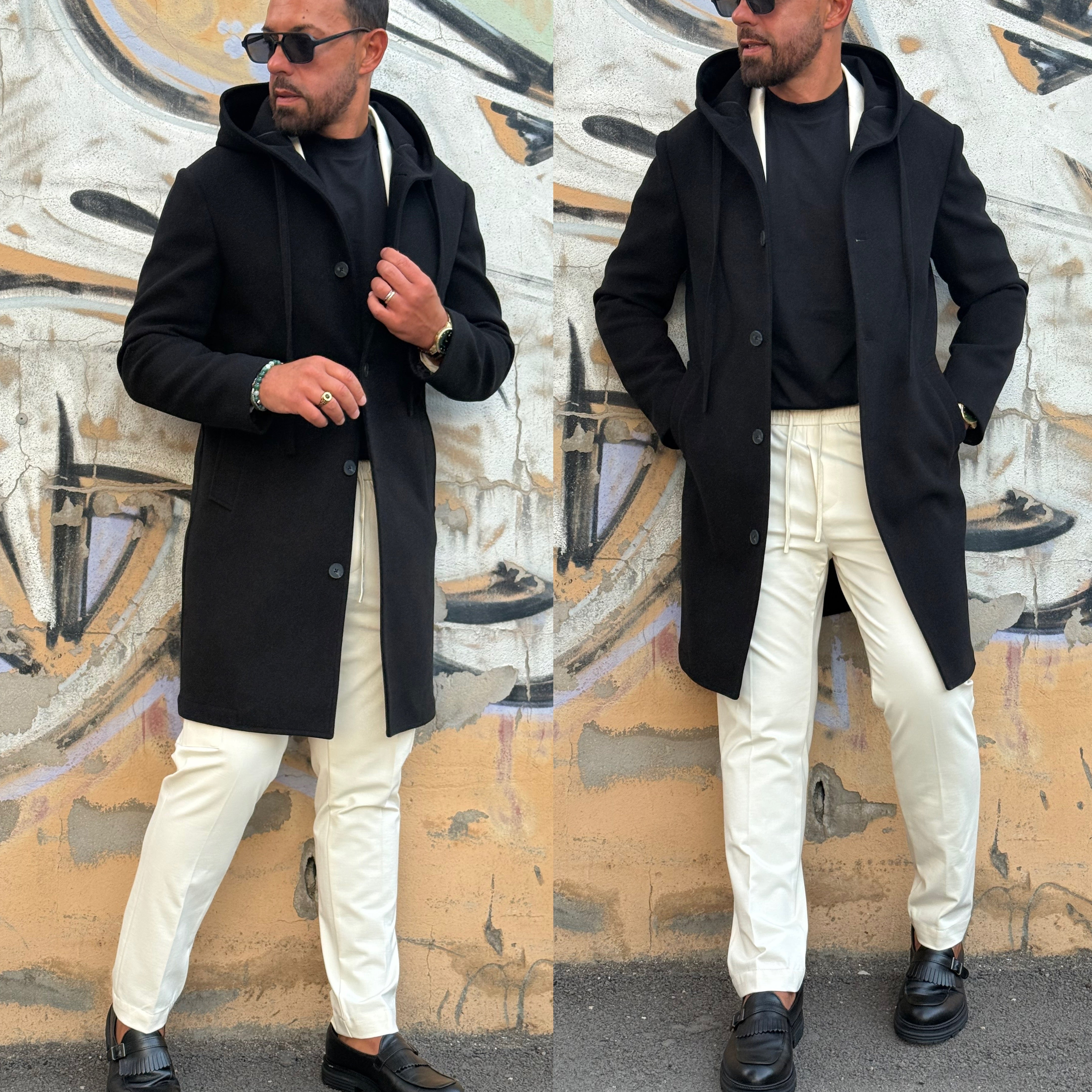 Cappotto con cappuccio monopetto Overd